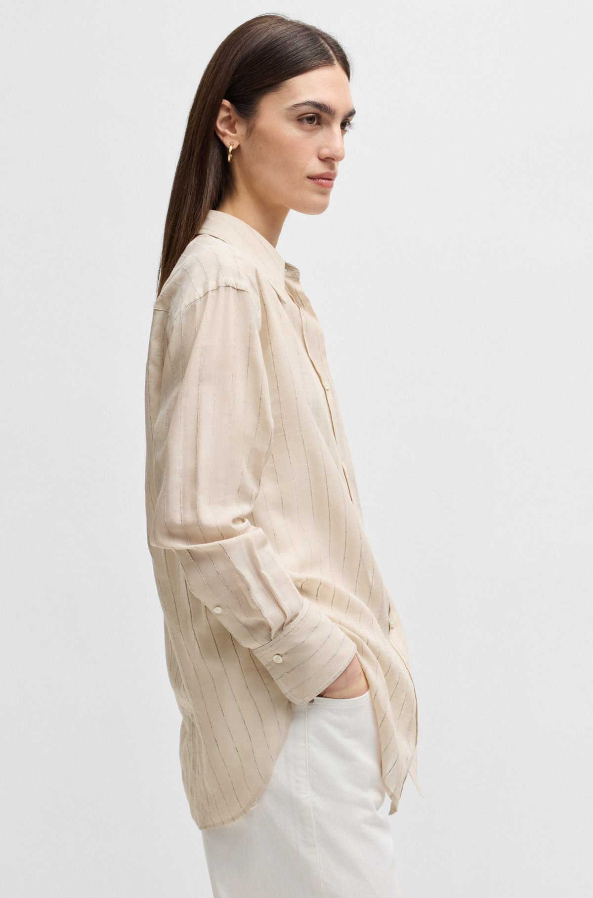REGULAR-FIT BLOUSE IN STRIPED COTTON - 6