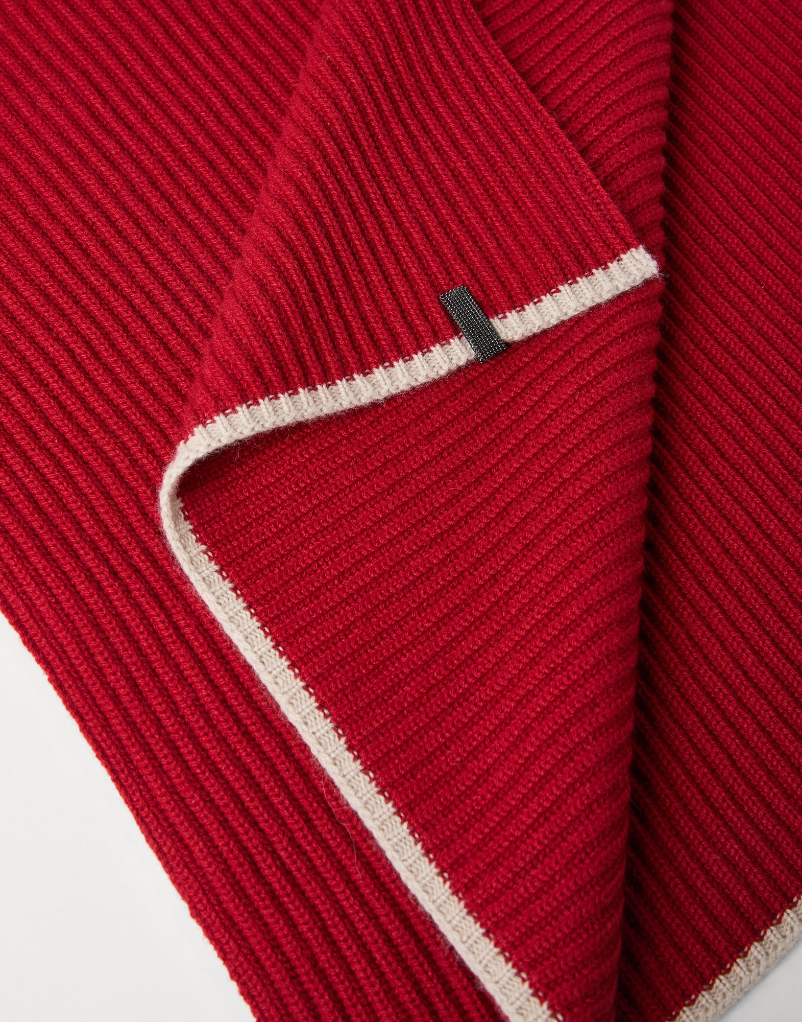 Cashmere English rib knit scarf with monili - 3