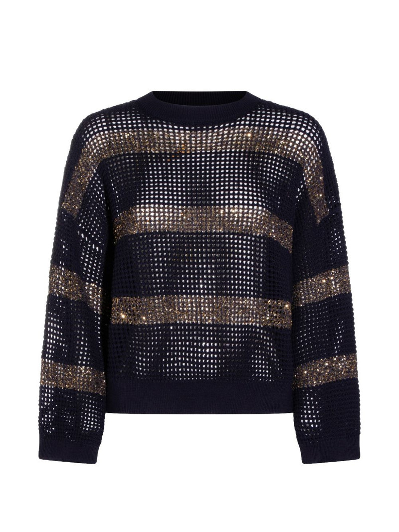 sequin-embellished open-knit sweater 1