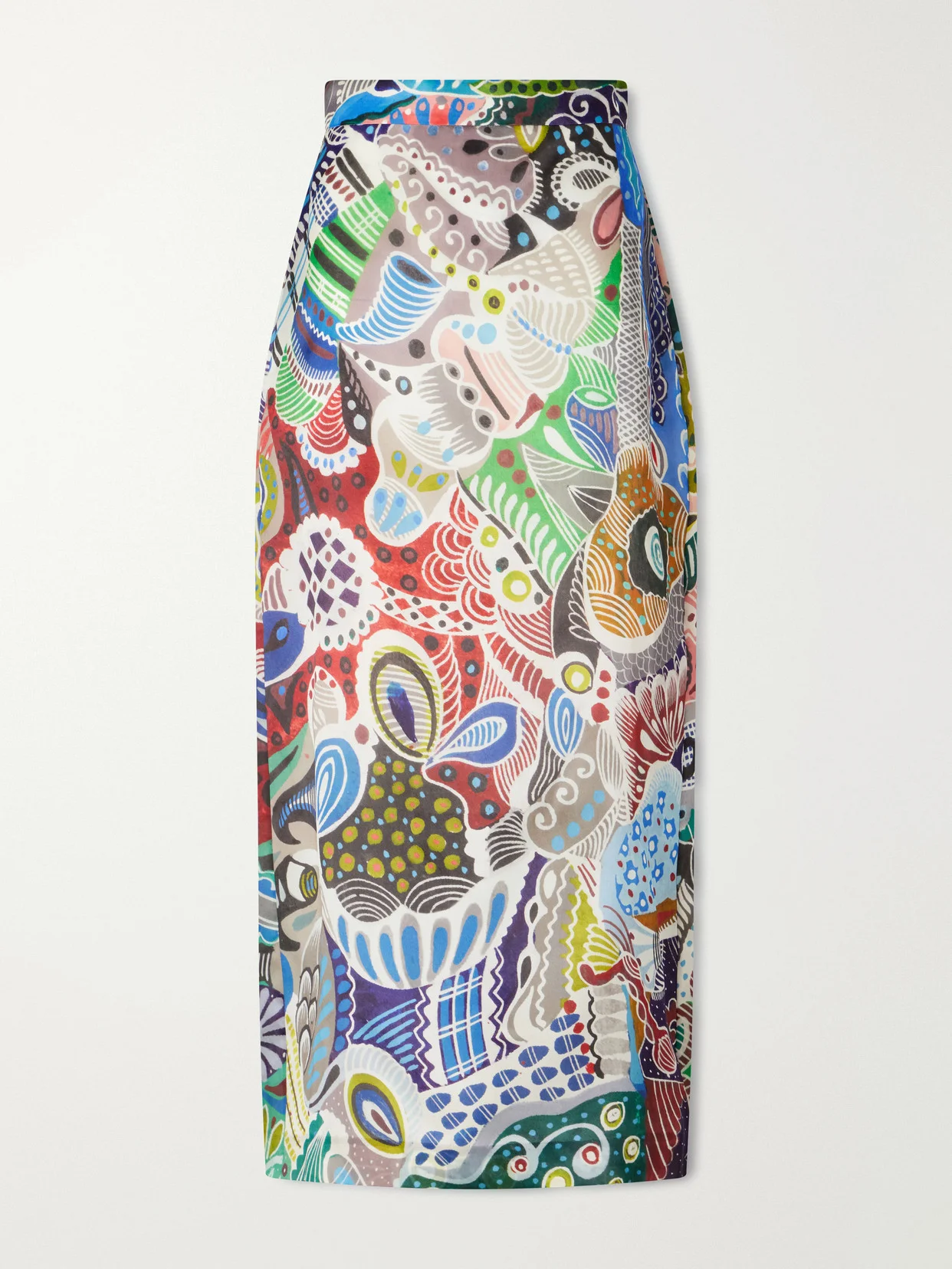 Irene Printed Silk-organza Midi Skirt - 1