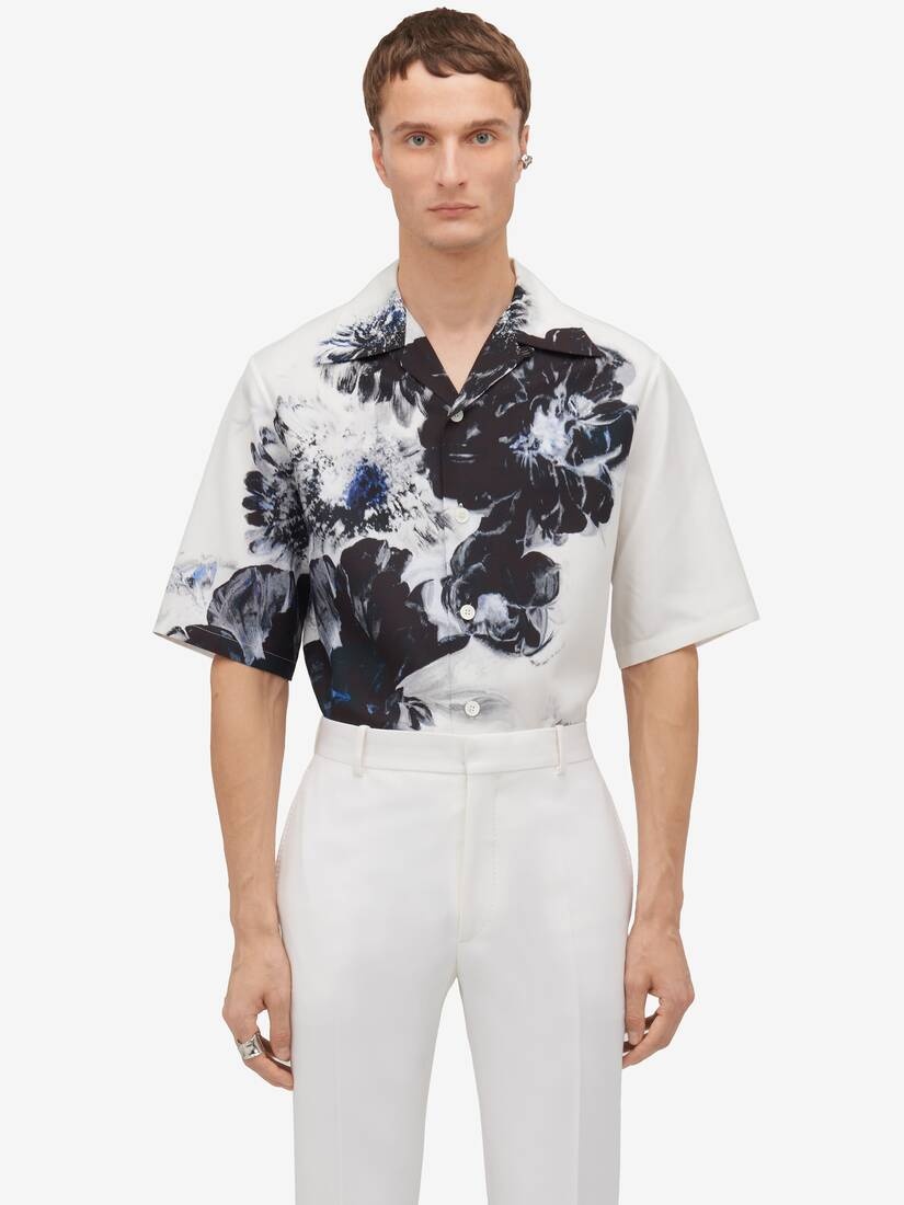 Men's Dutch Flower Hawaiian Shirt in Black/white - 5