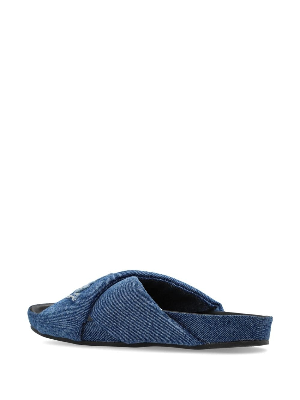 logo-embroidered crossover denim slides - 3