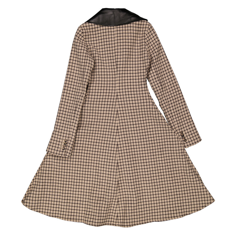 JW Anderson Ladies Clay Check-Print A-Line Coat - 7