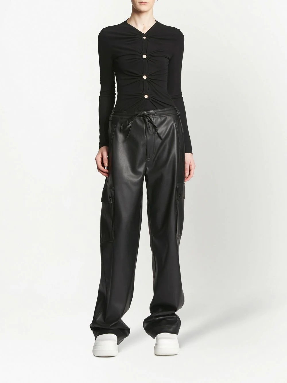 cut-out detailed long-sleeved top - 2
