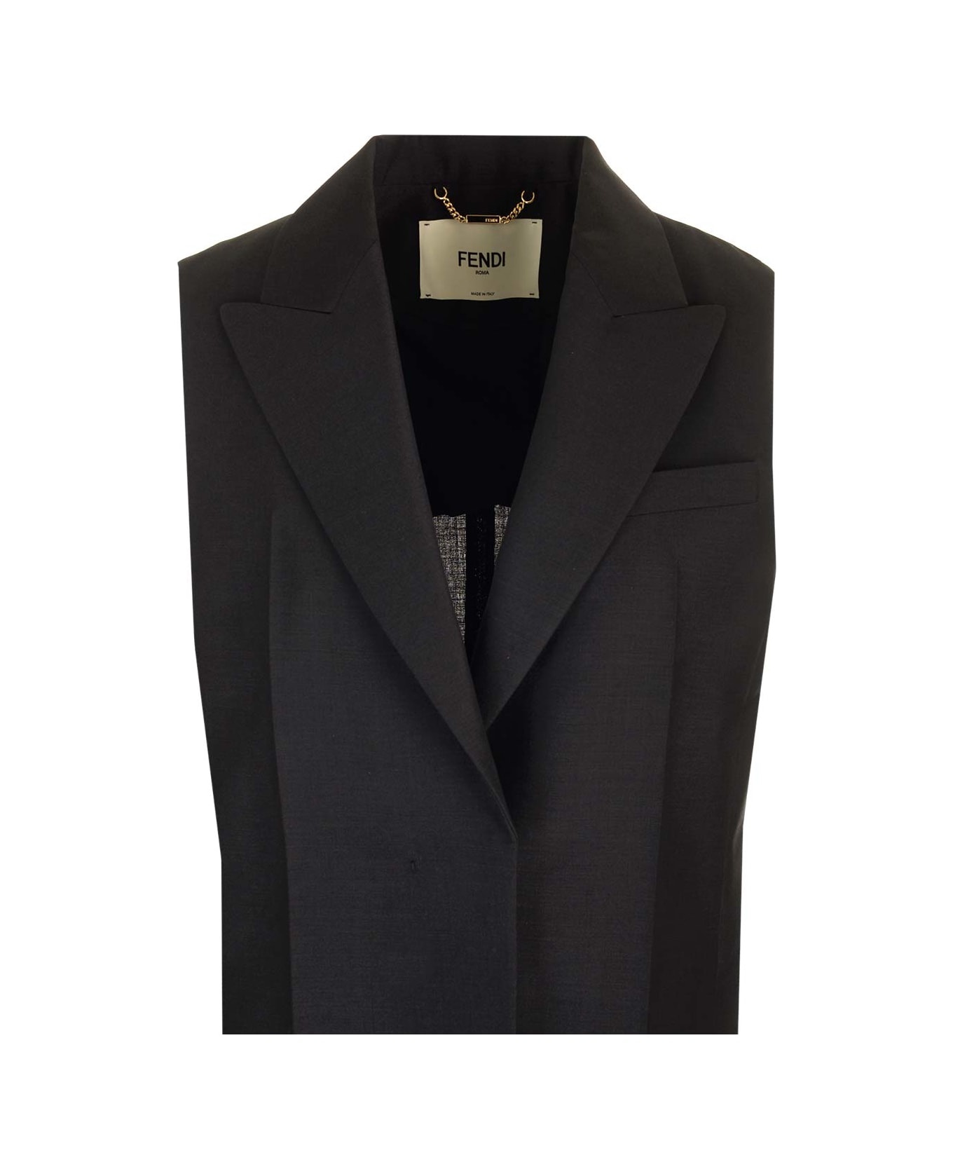 Black Mohair And Wool Vest - 4
