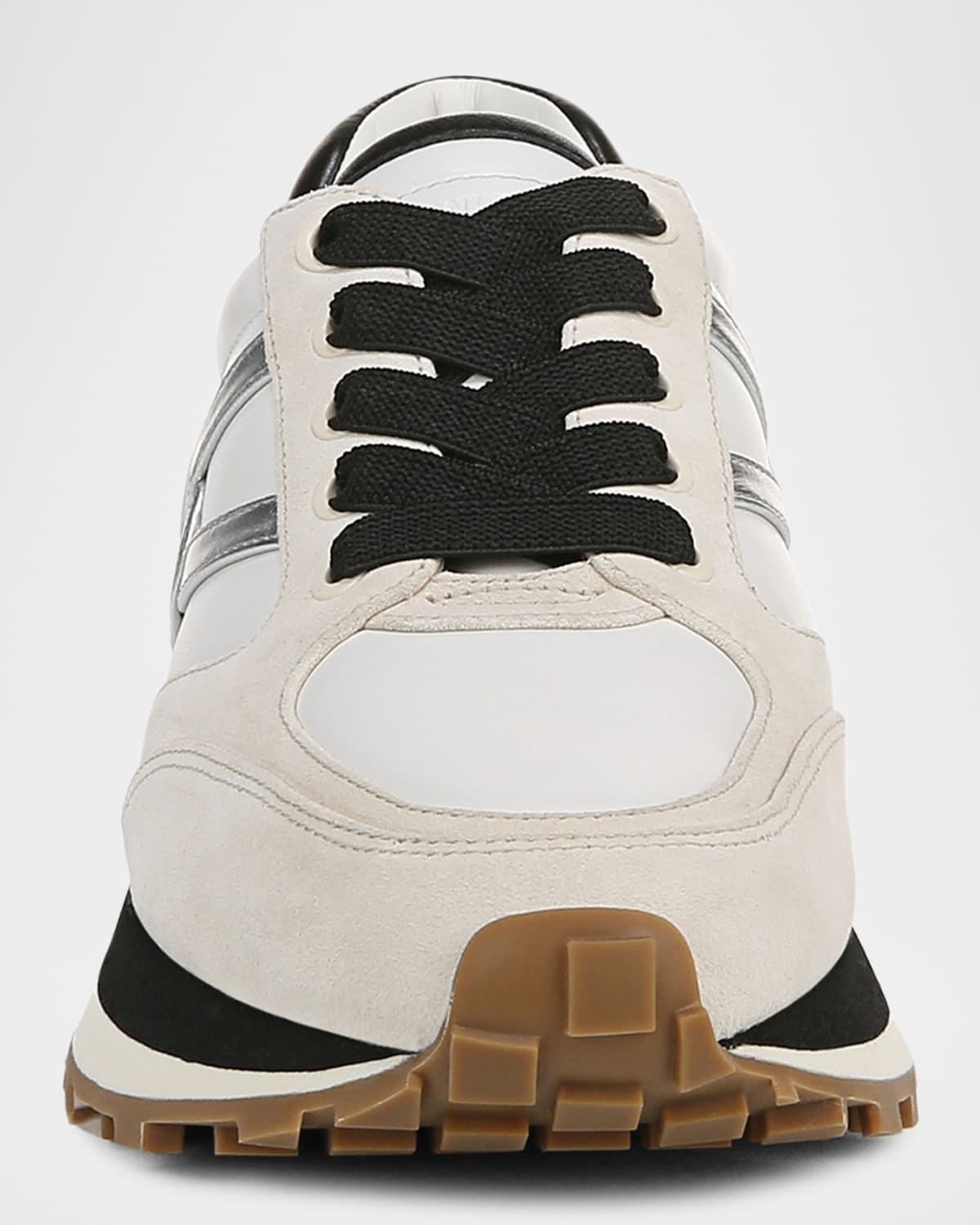 Valentina Mixed Leather Retro Sneakers - 3