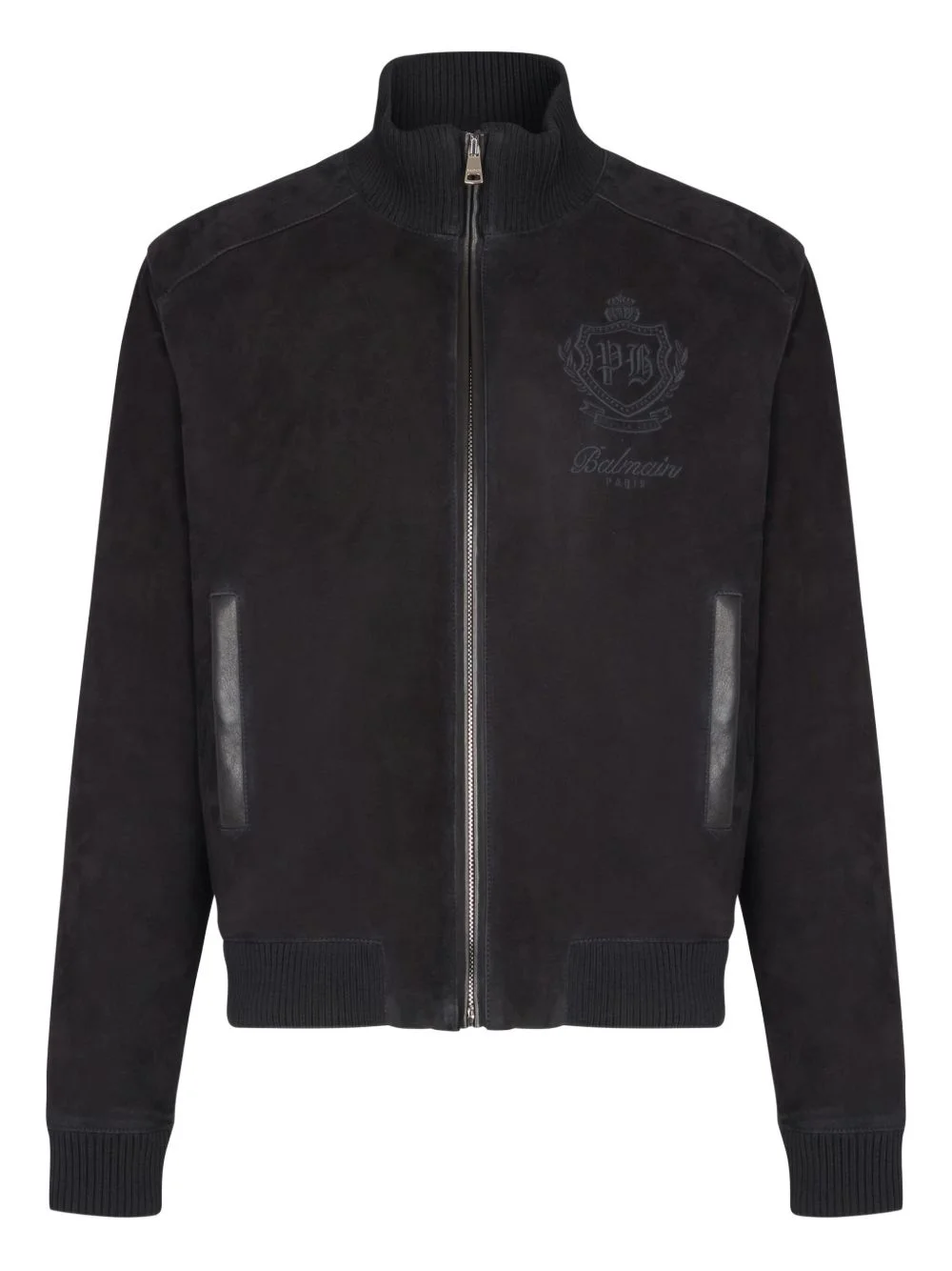 embroidered-emblem suede jacket - 1