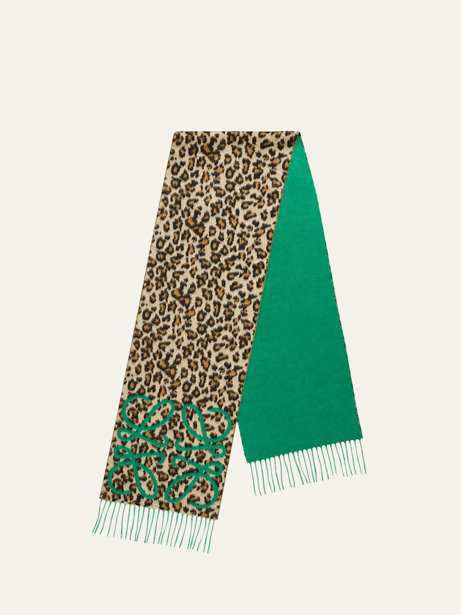 Anagram Leopard-Print Cashmere Scarf - 1