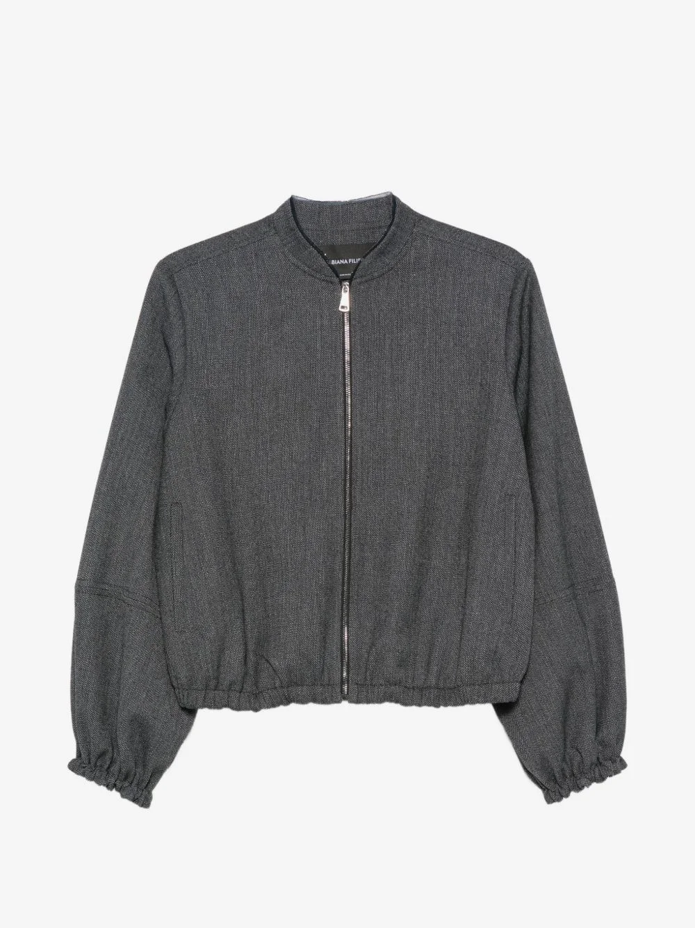 elasticated-hem zip-up jacket - 1