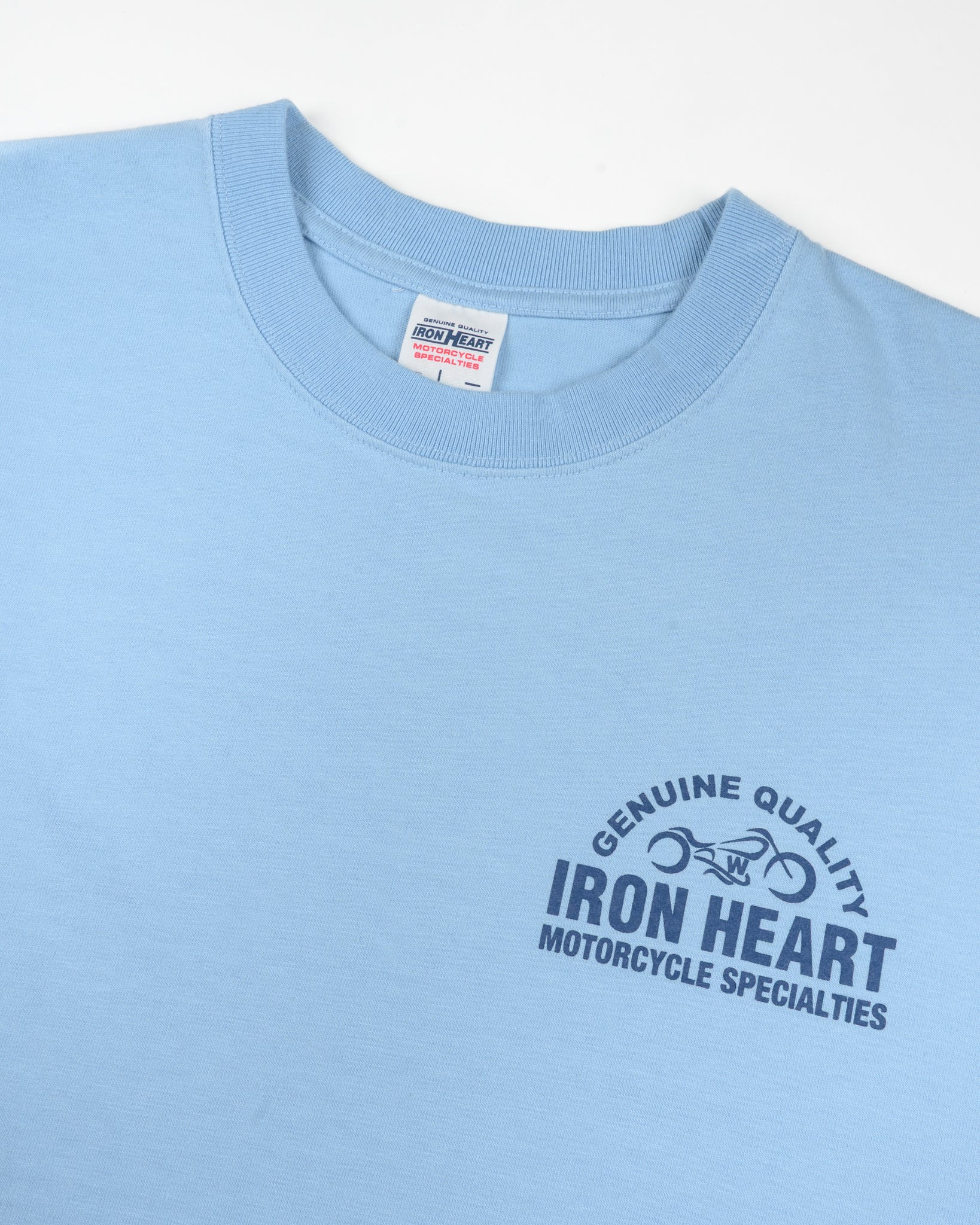 7.5OZ PRINTED LOOPWHEEL CREW NECK T-SHIRT - SAX BLUE - 7