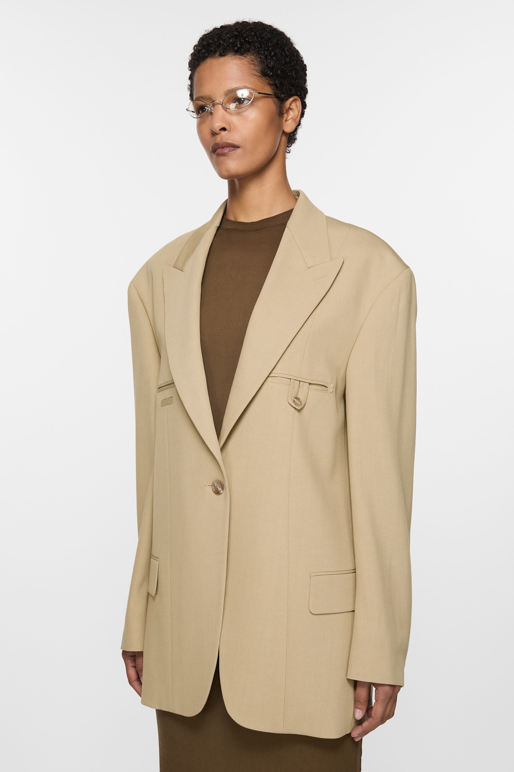 Relaxed fit suit jacket - Camel Beige - 3