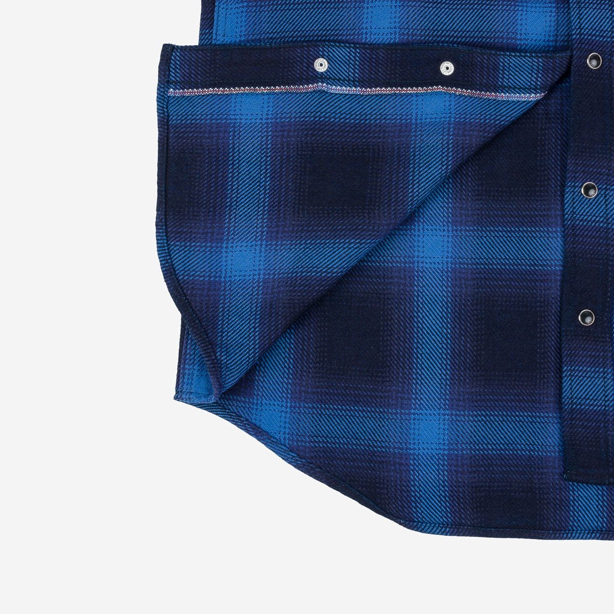 IHSH-348-IND 9oz Selvedge Ombré Check Western Shirt - Indigo - 13