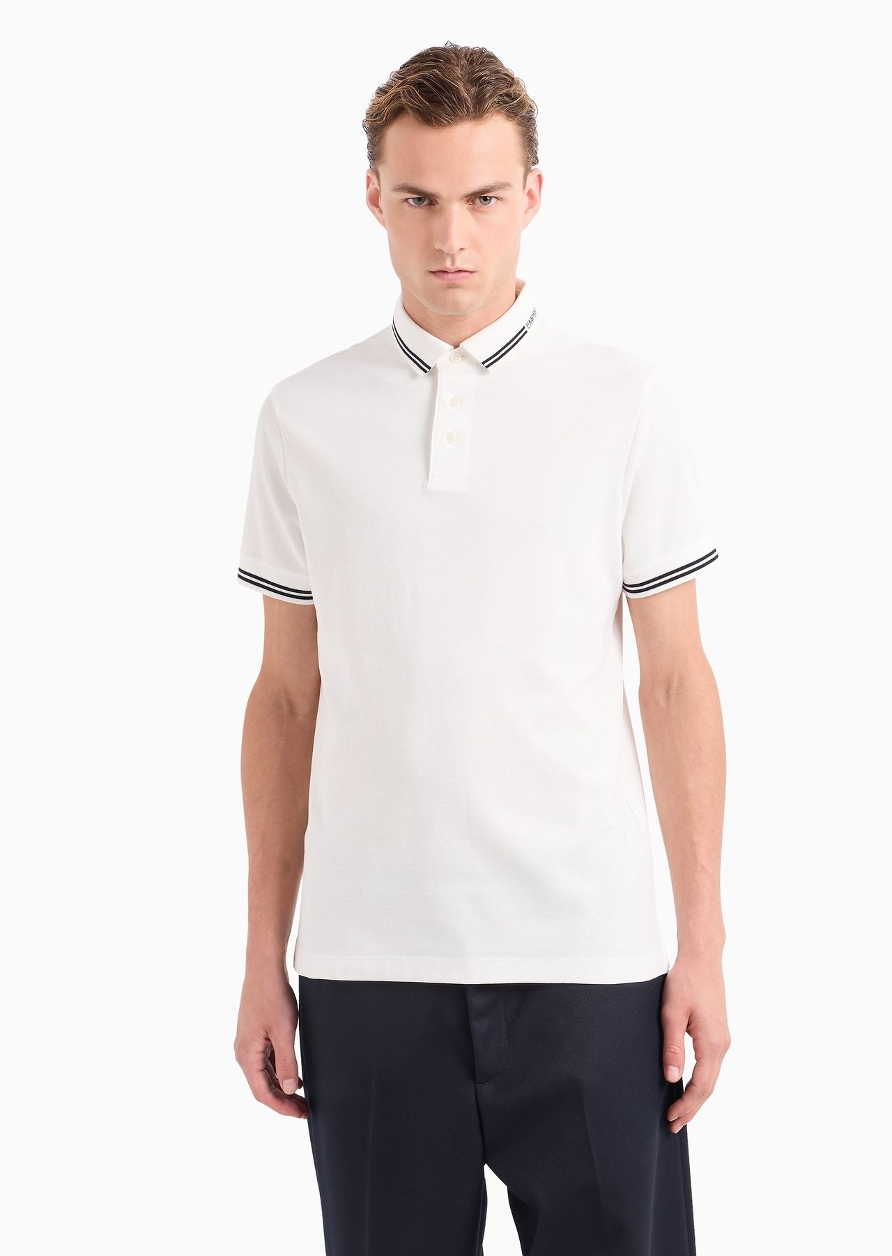 Jersey polo shirt with placed logo - 3