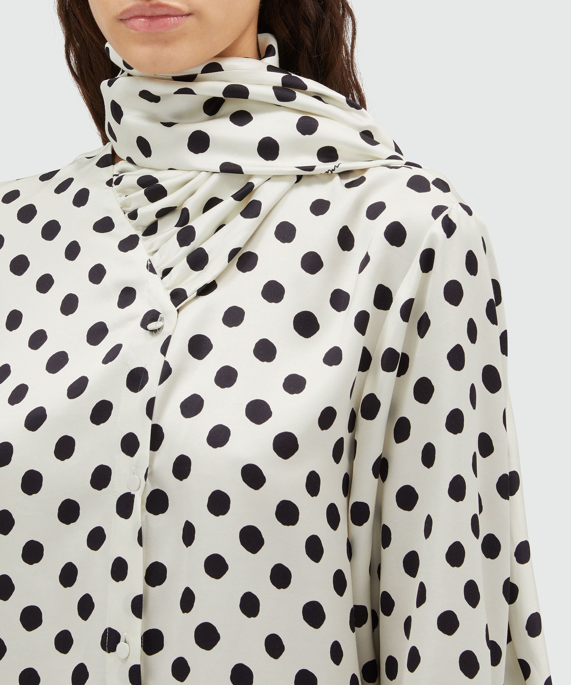Blended silk shirt with scarf collar - 5