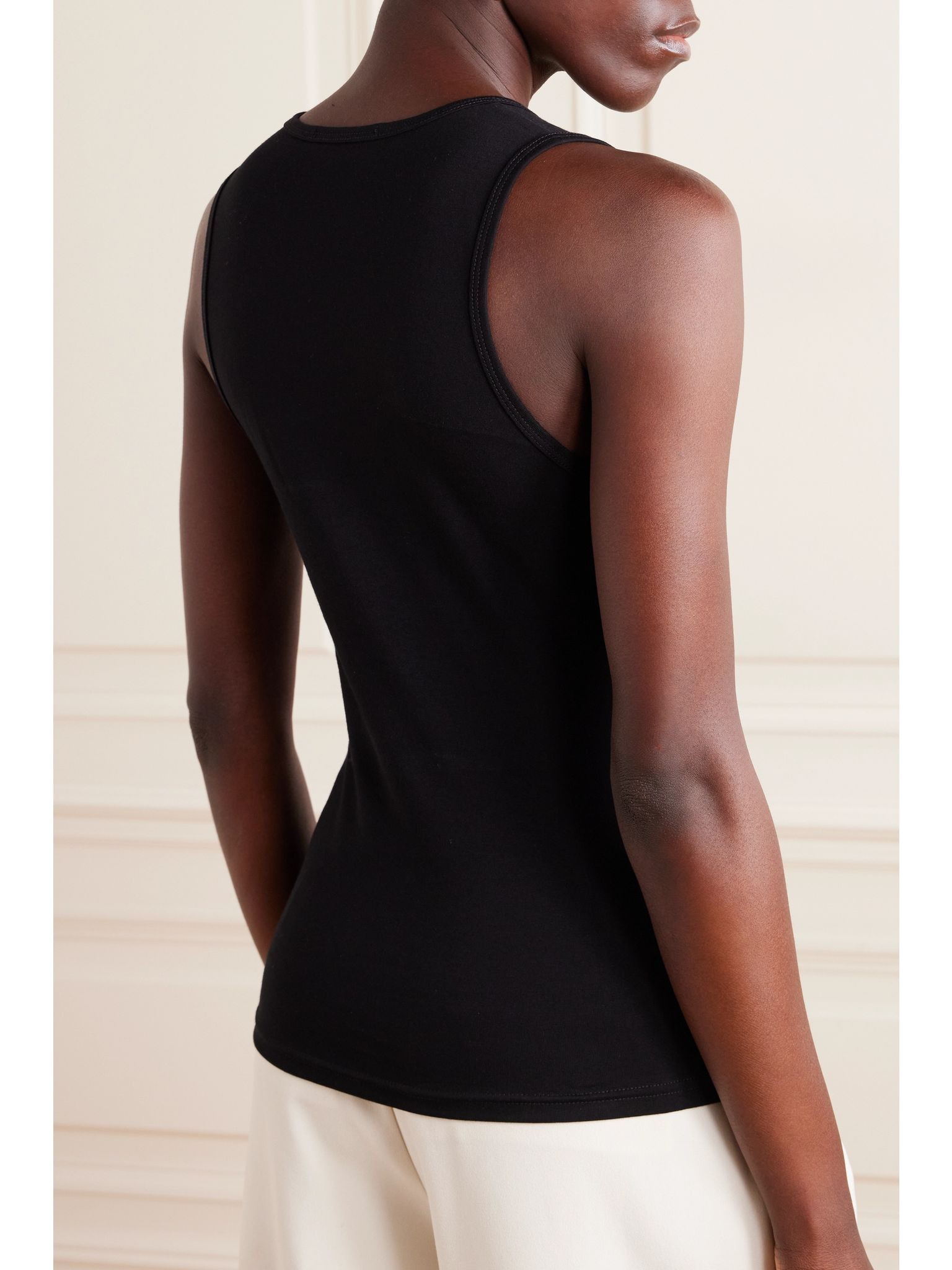 + NET SUSTAIN organic cotton-blend jersey tank Black - 4