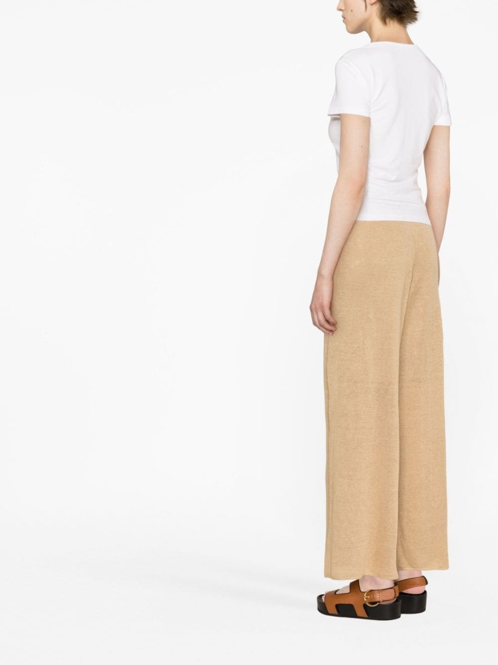 wide-leg linen trousers - 4