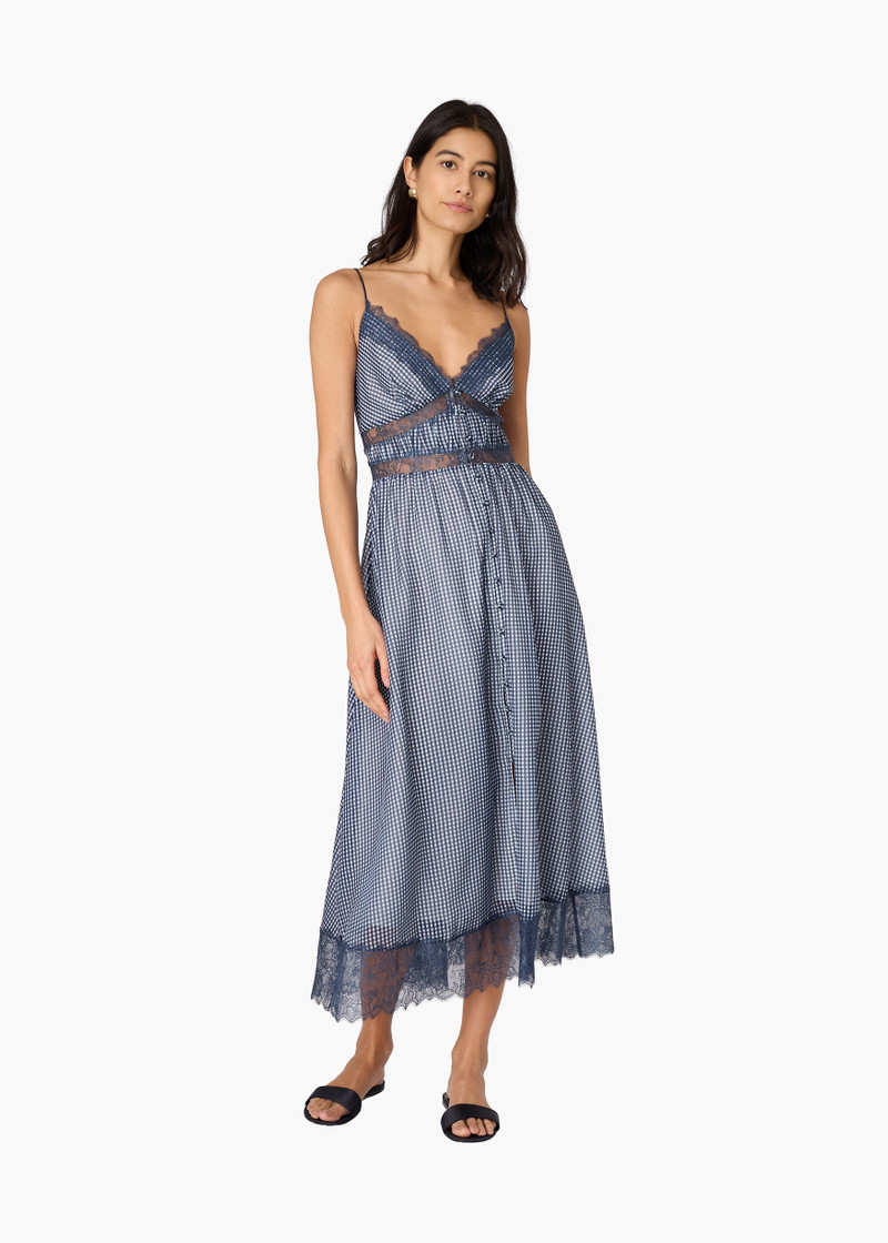 CAMI NYC JANAYA CHIFFON MAXI DRESS BLUE GINGHAM outlook
