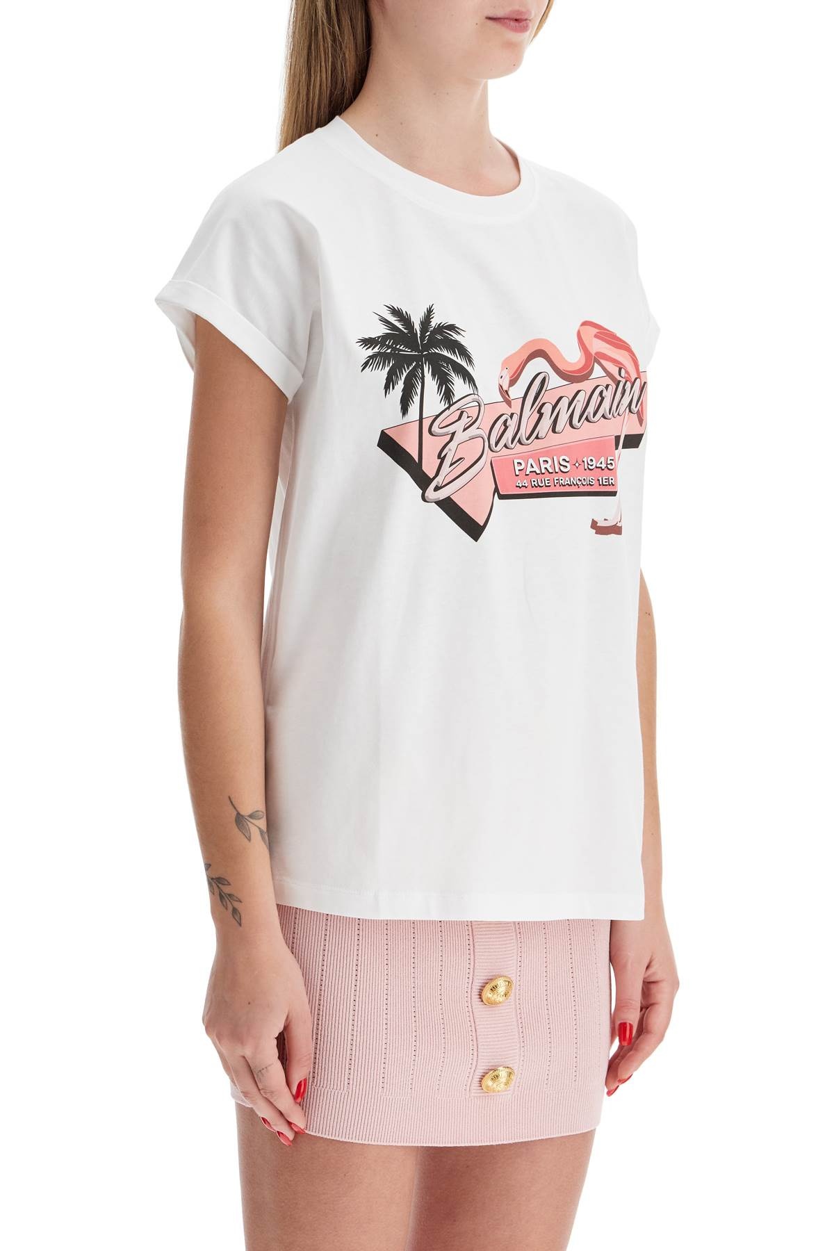 Balmain Flamingo Print T Shirt - 3