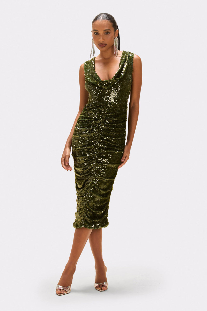 BOSSA SEQUIN PLUNGE MIDI DRESS 1
