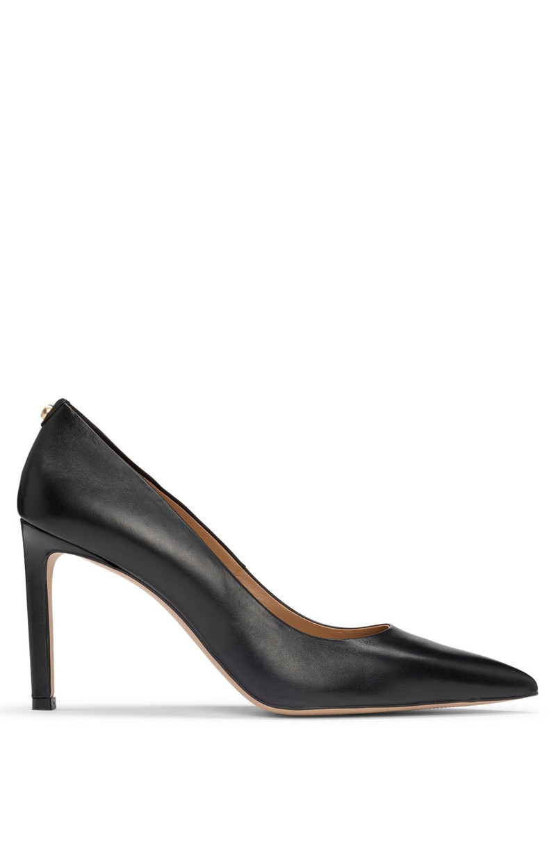 HIGH-HEELED PUMPS IN LEATHER WITH POINTED TOE 1