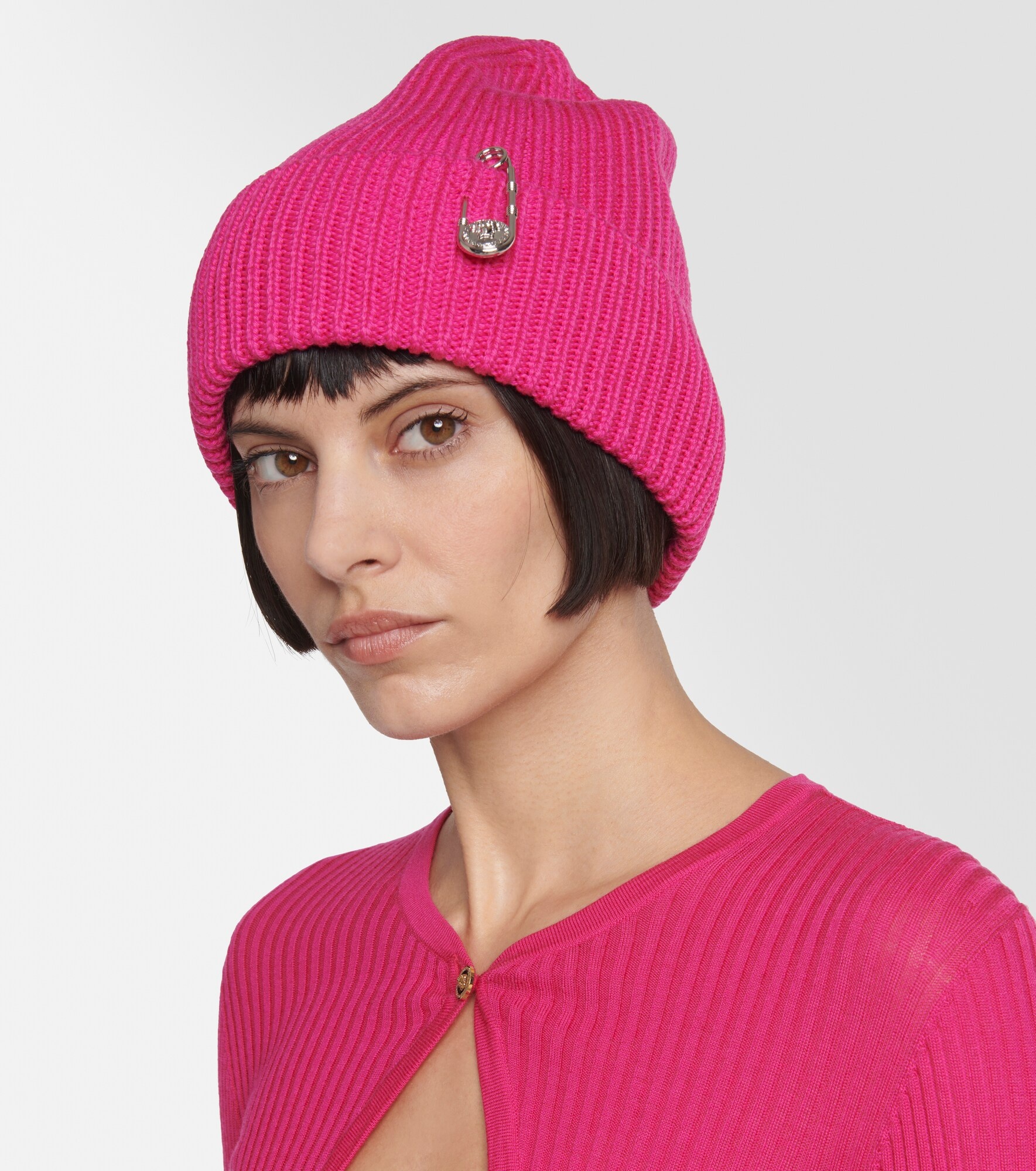 VERSACE Safety Pin ribbed-knit wool beanie mytheresa REVERSIBLE