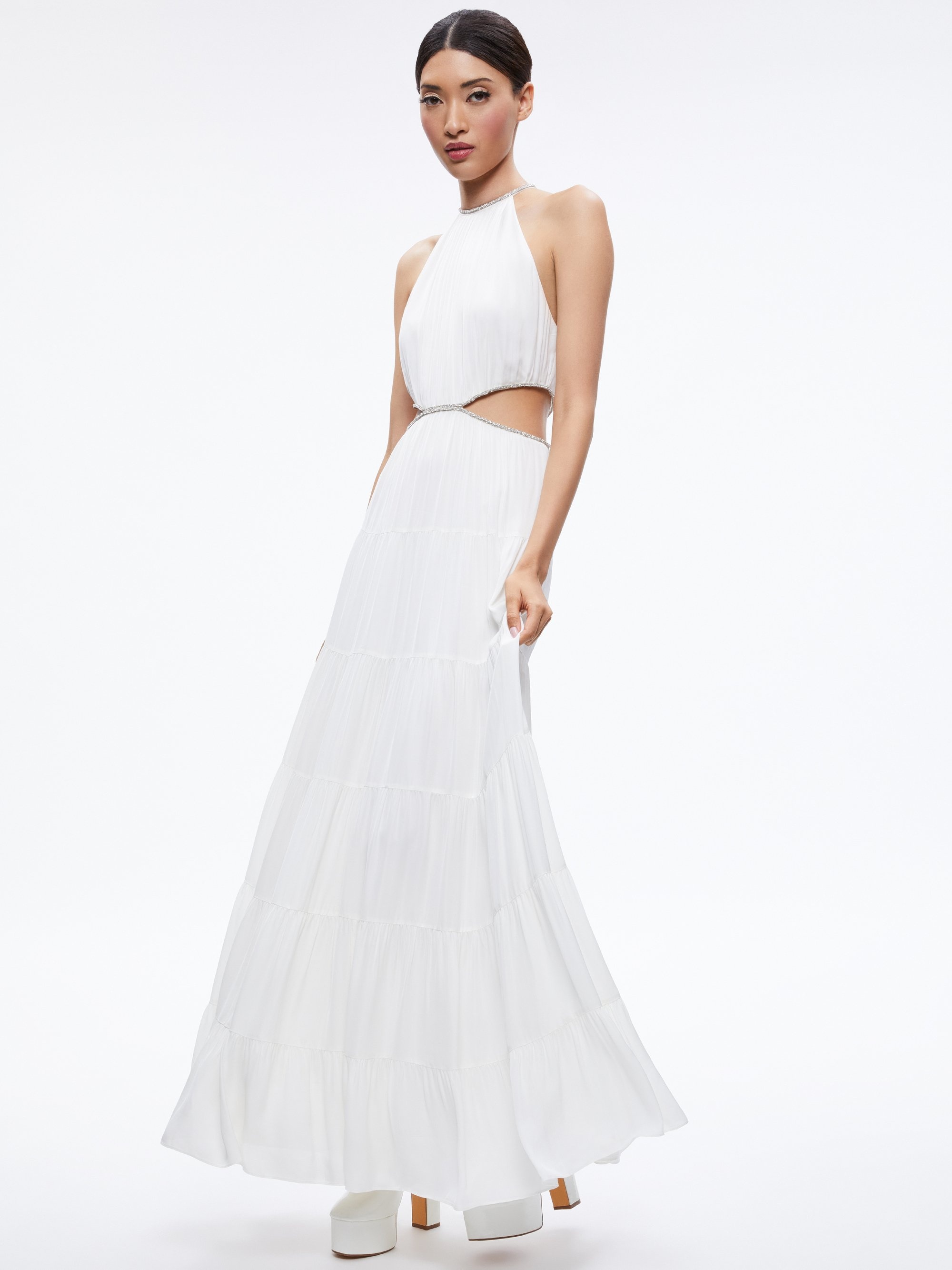 Alice + Olivia MYRTICE EMBELLISHED CUT OUT MAXI DRESS