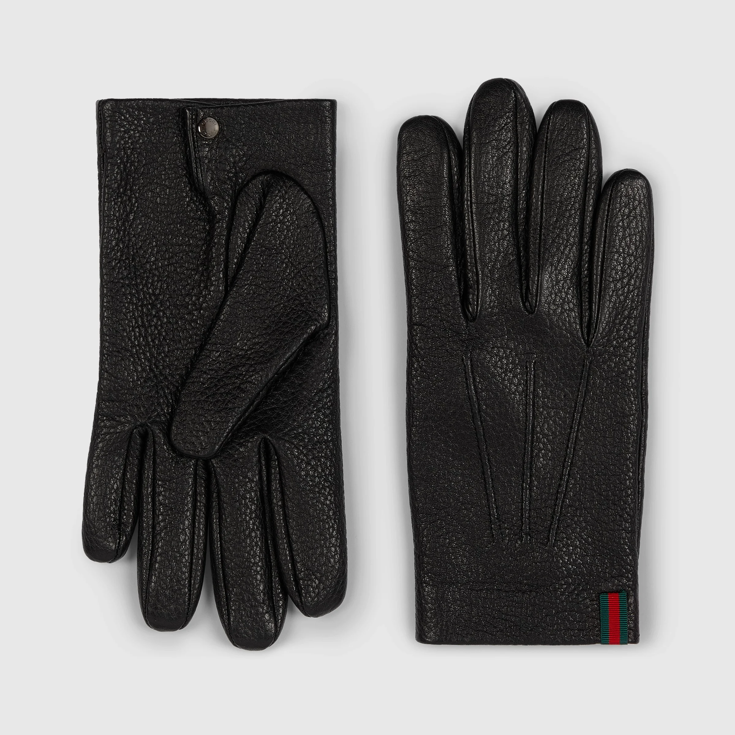 Grainy leather gloves with Web - 1