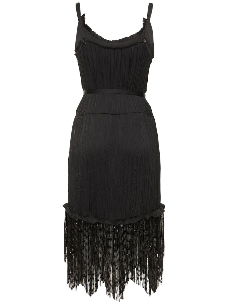 Satin & mesh fringed mini dress - 5