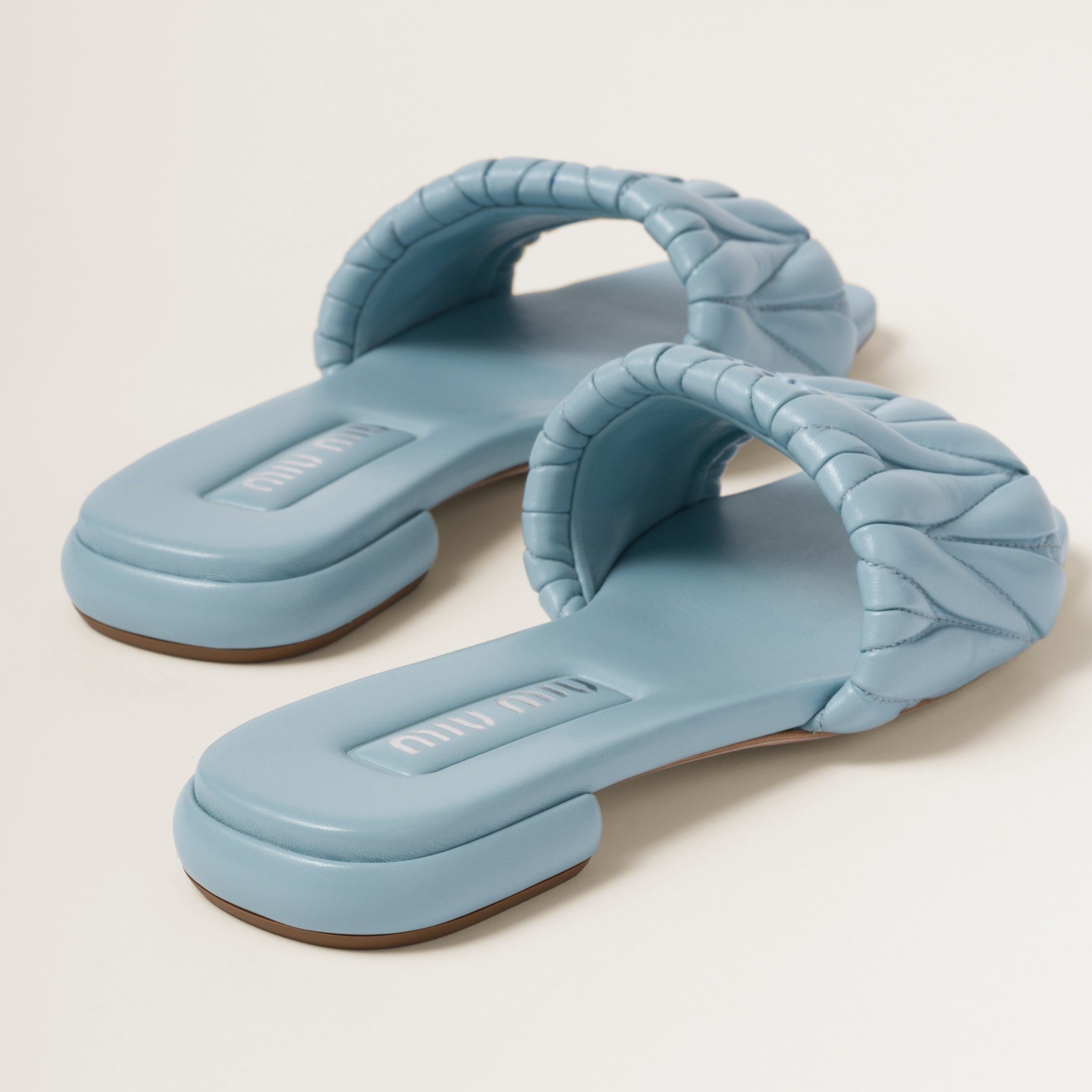 Matelassé nappa leather slides - 3