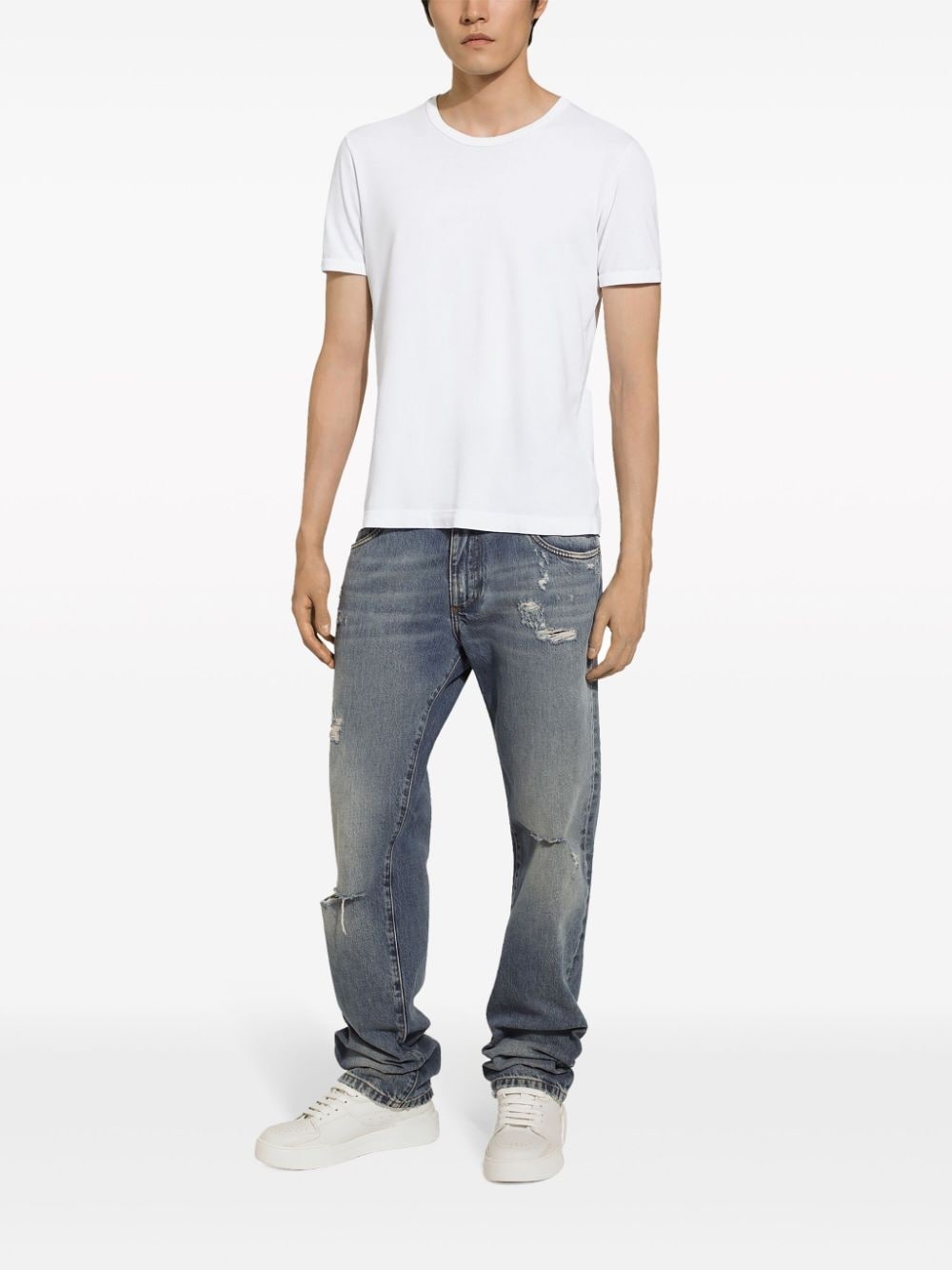loose-legged distressed jeans - 2