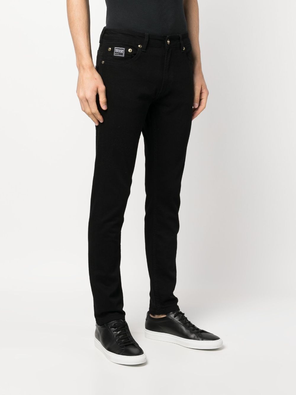 logo-patch cotton trousers - 3