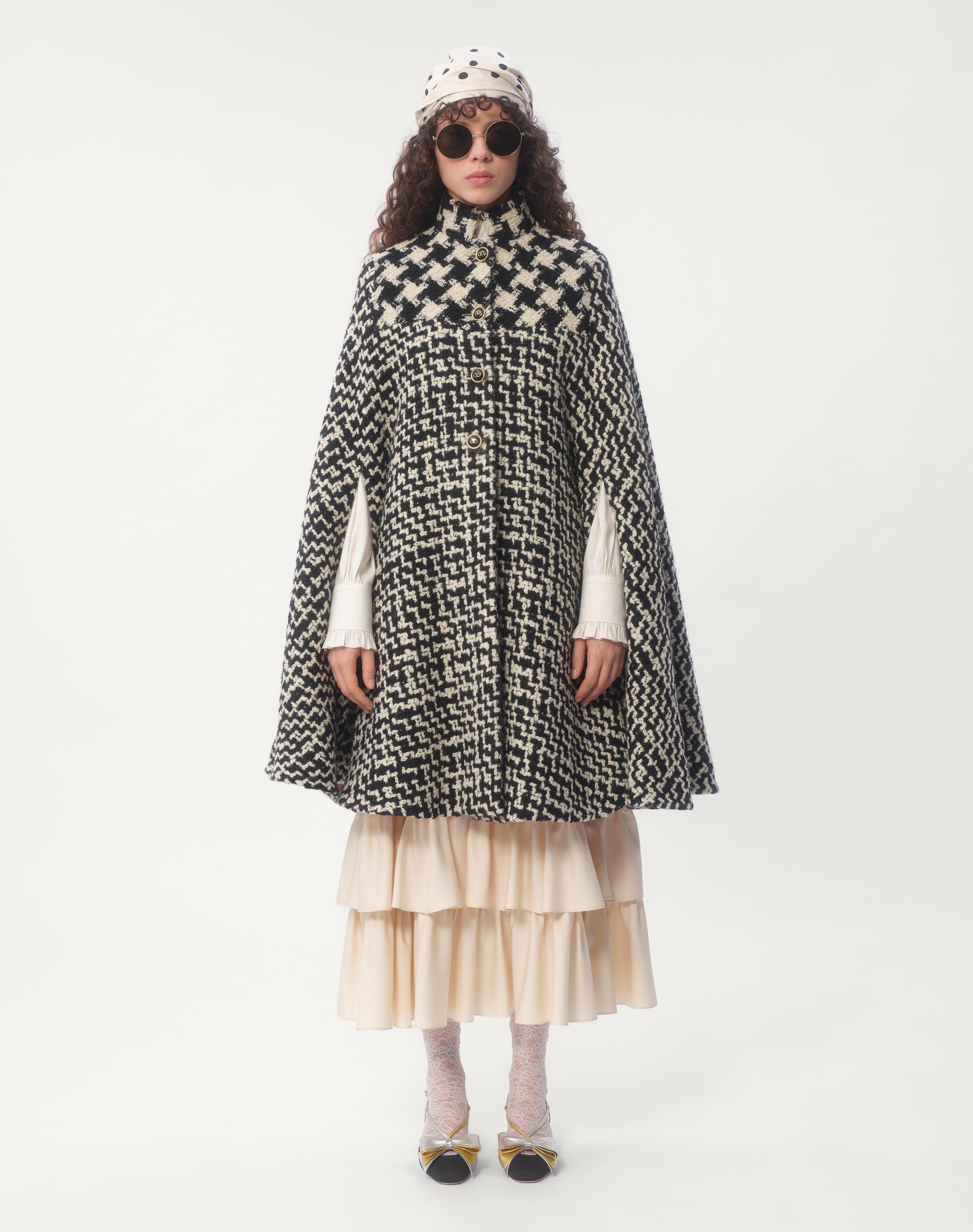 GEOMETRIC TWEED CAPE - 7