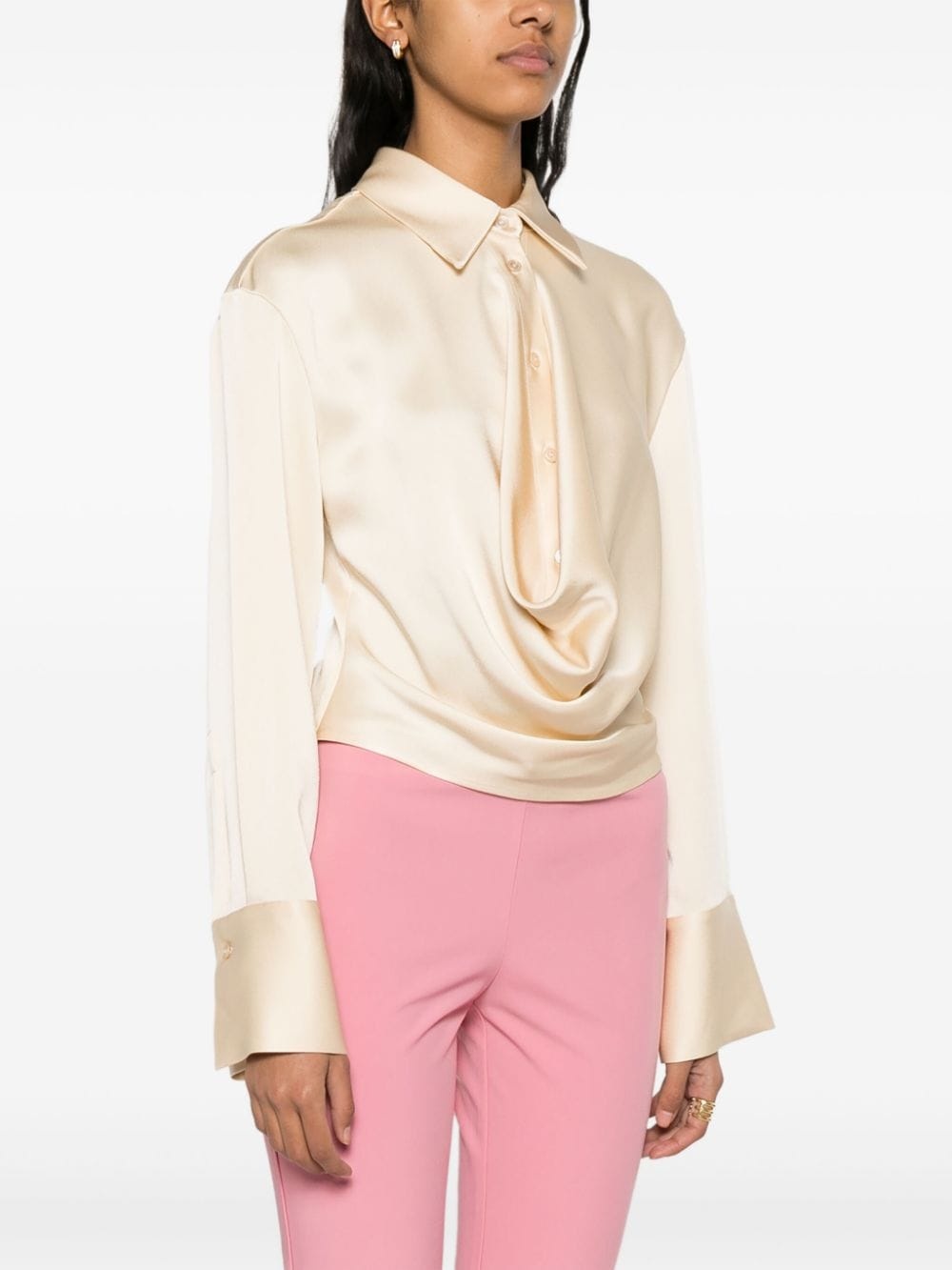 Angora draped satin shirt - 3