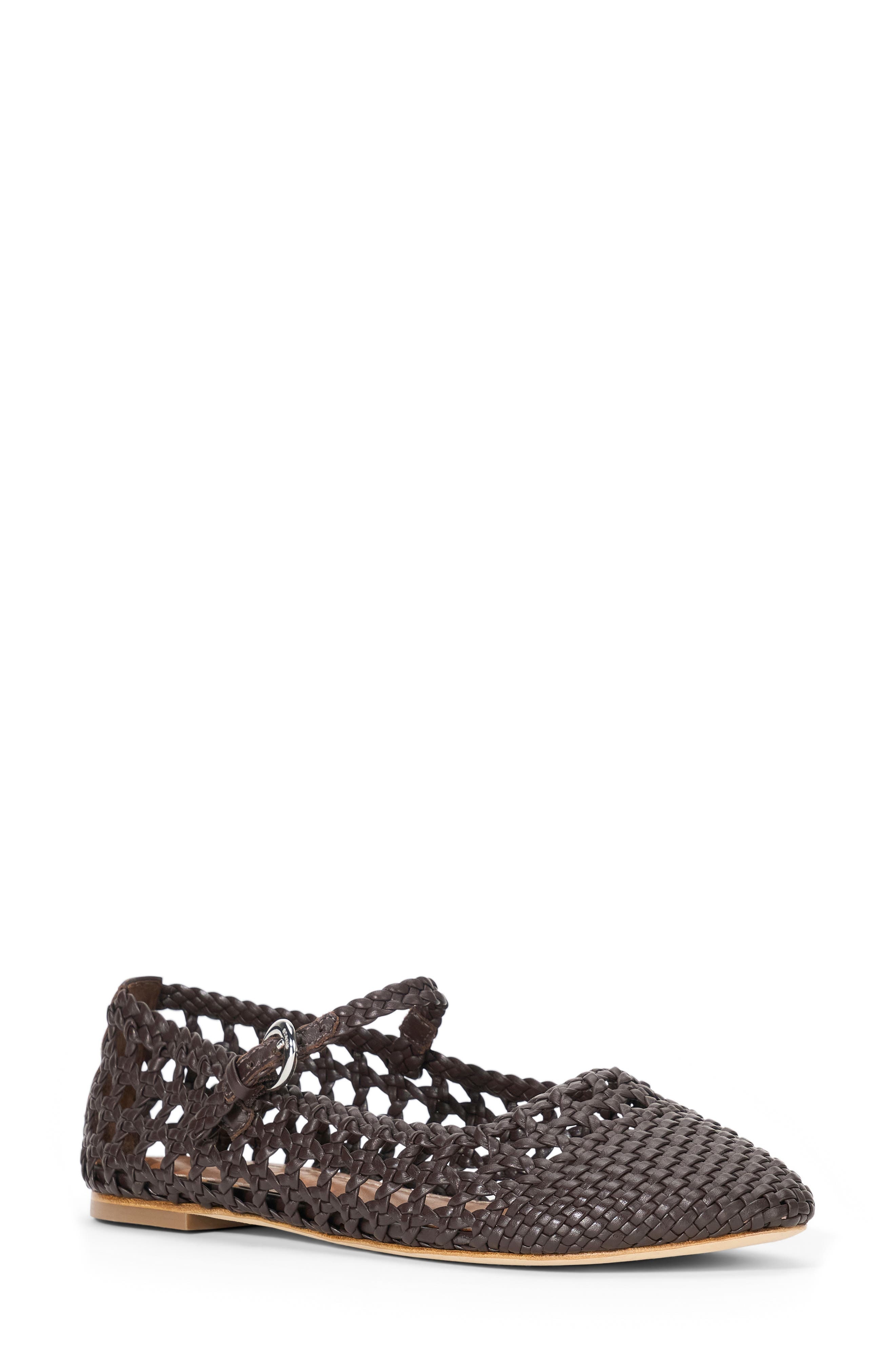 STAUD Nell Woven Mary Jane Flat in Espresso at Nordstrom - 1