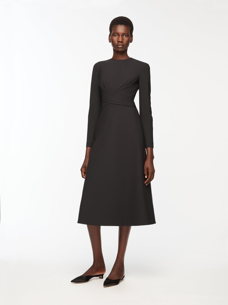 EMILIA WICKSTEAD Elta Dress in Black Summer Wool outlook