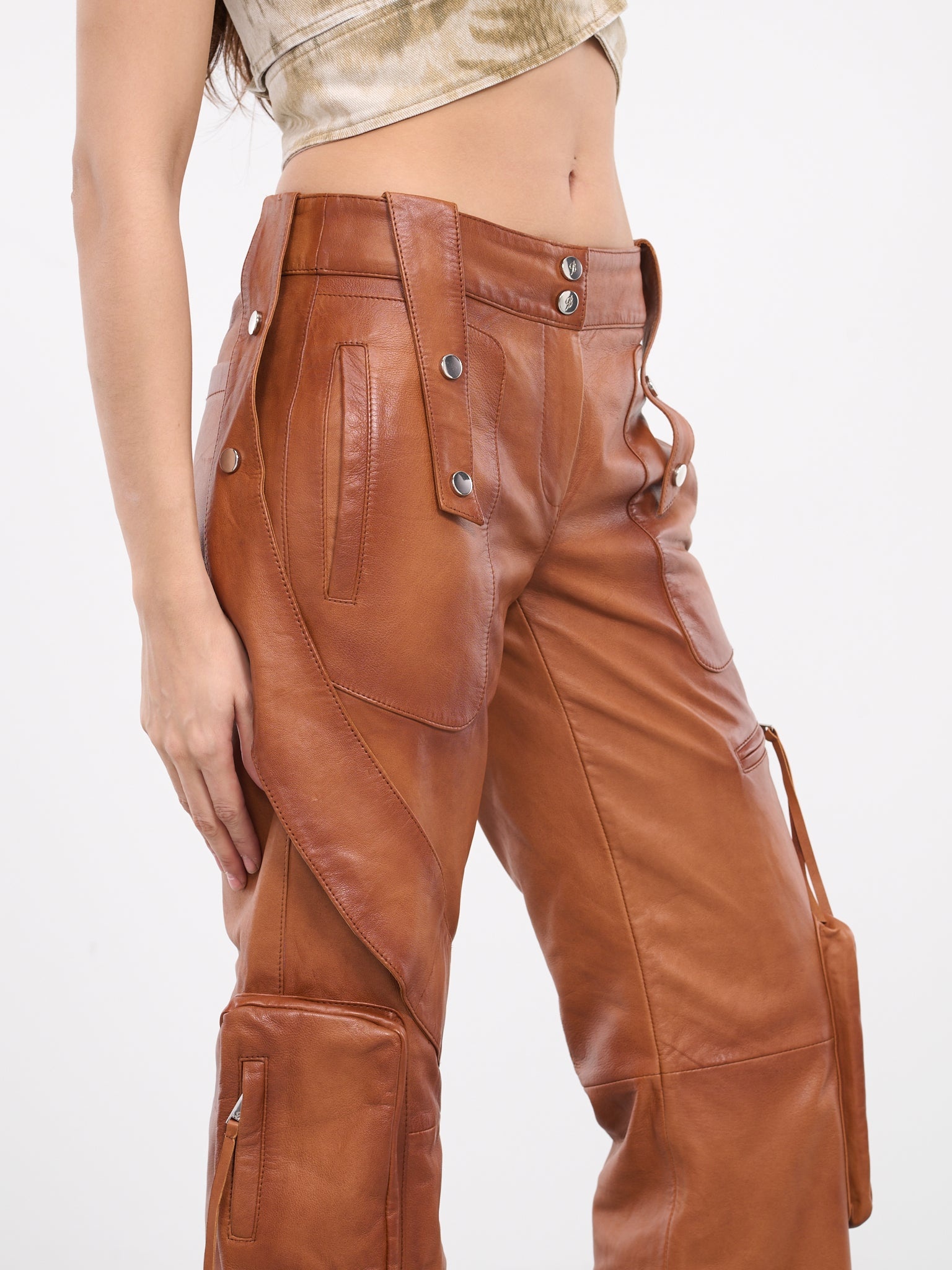 Leather Cargo Pants - 5