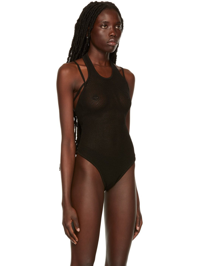 ANDREĀDAMO Black Open Knit Bodysuit outlook