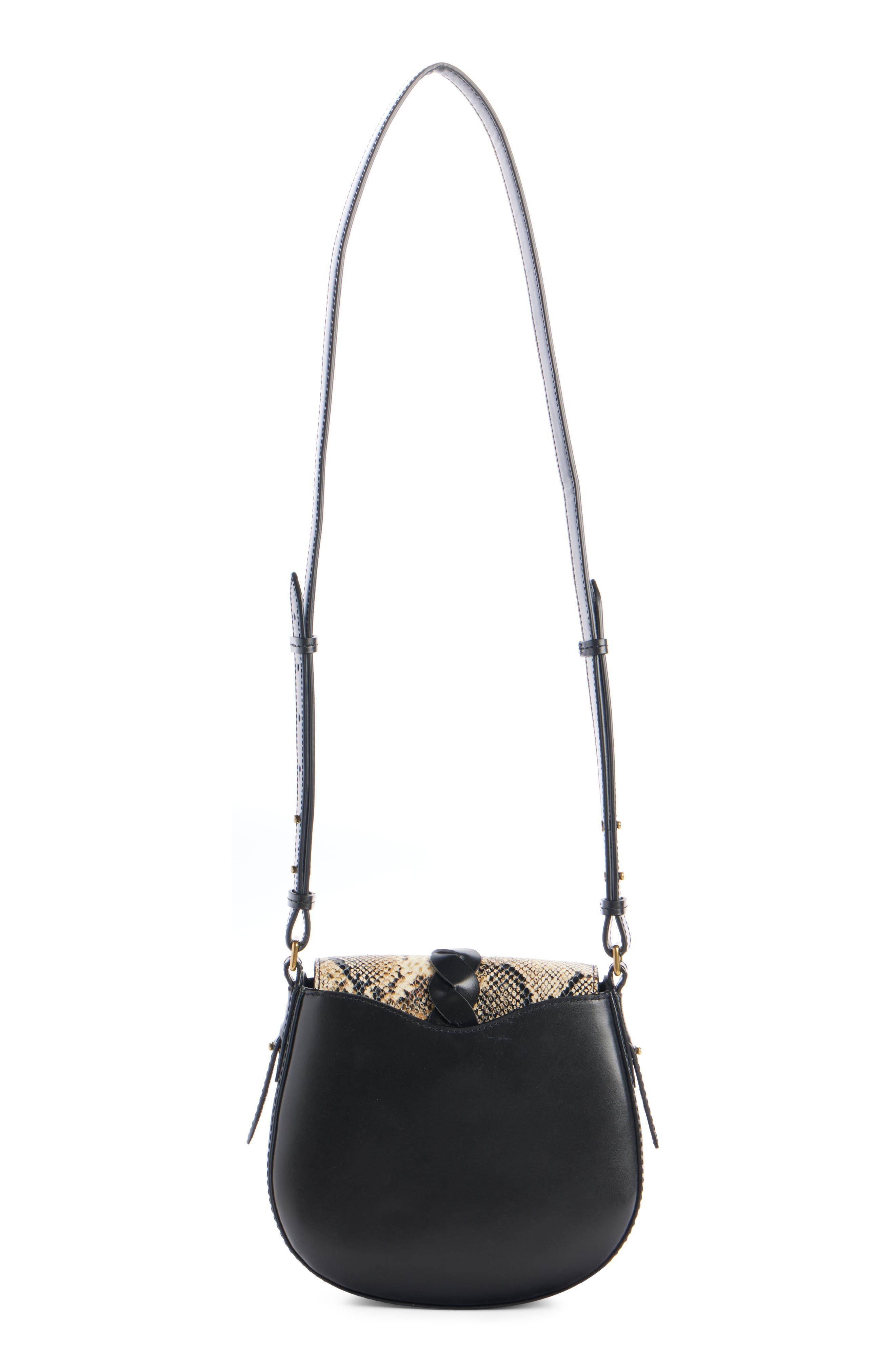 Isabel Marant Small Altay Leather & Snakeskin Embossed Leather Shoulder Bag in Black/Beige at Nordst - 4