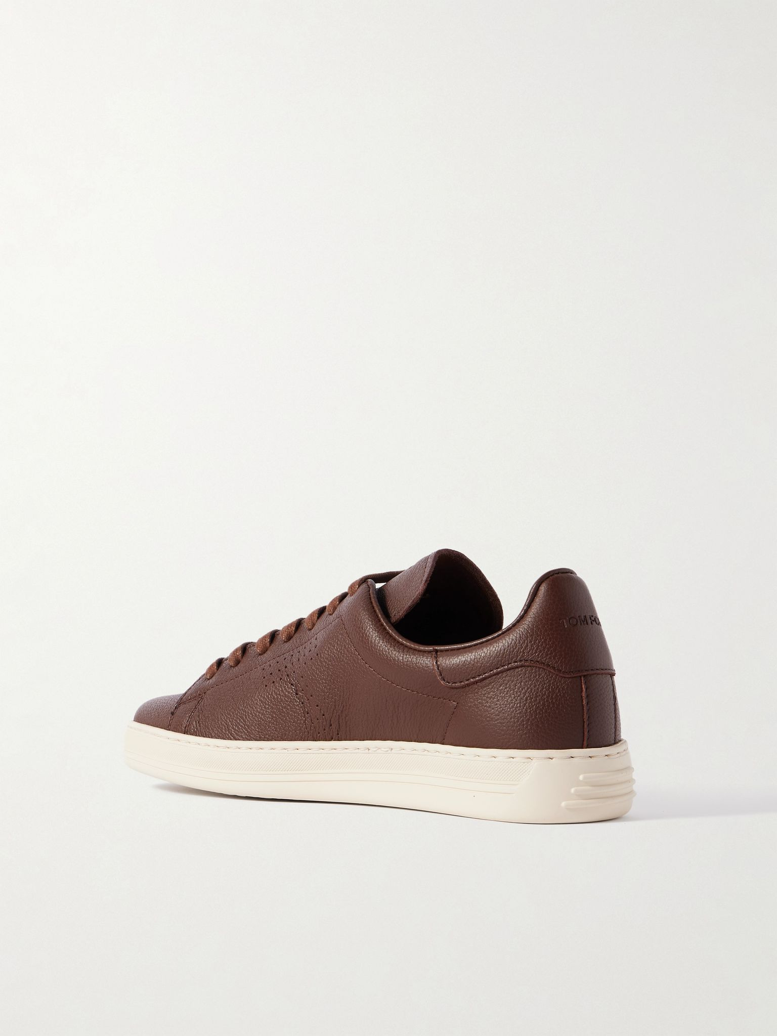 Warwick Perforated Full-Grain Leather Sneakers Brown - 4
