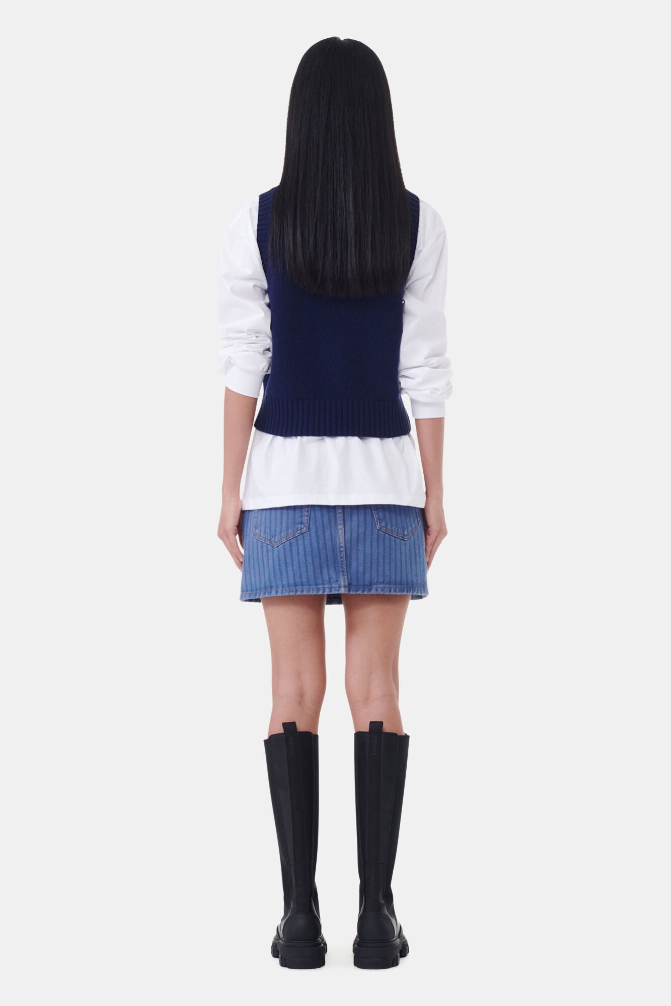 NAVY GRAPHIC SOFT WOOL MIX VEST - 5