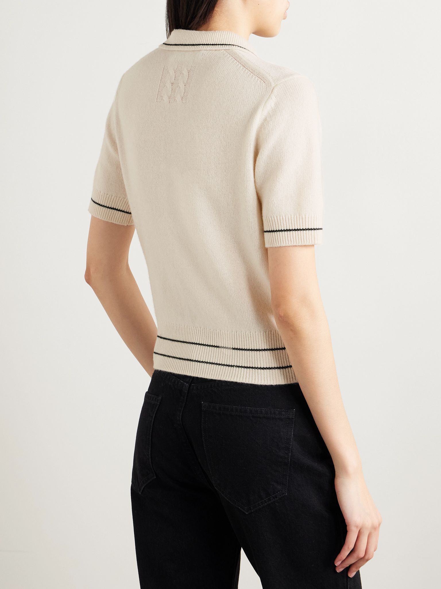 Carline striped cashmere polo sweater Ivory - 4
