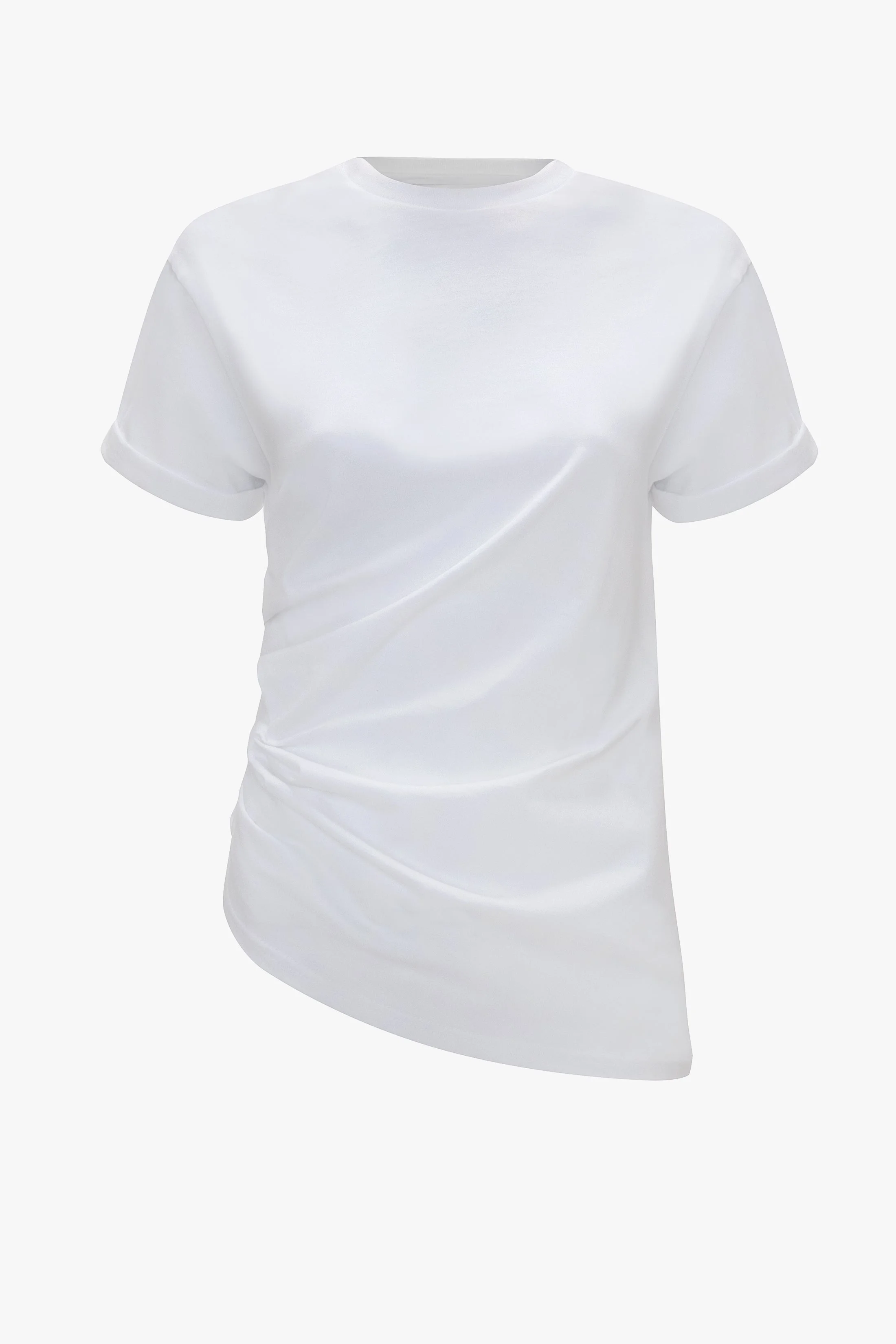 Gathered Detail T-Shirt In White - 1