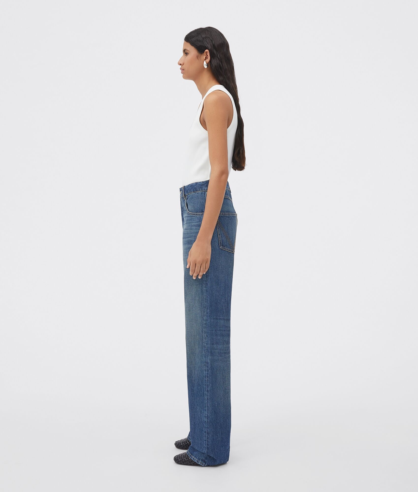original medium washed denim straight jeans - 2