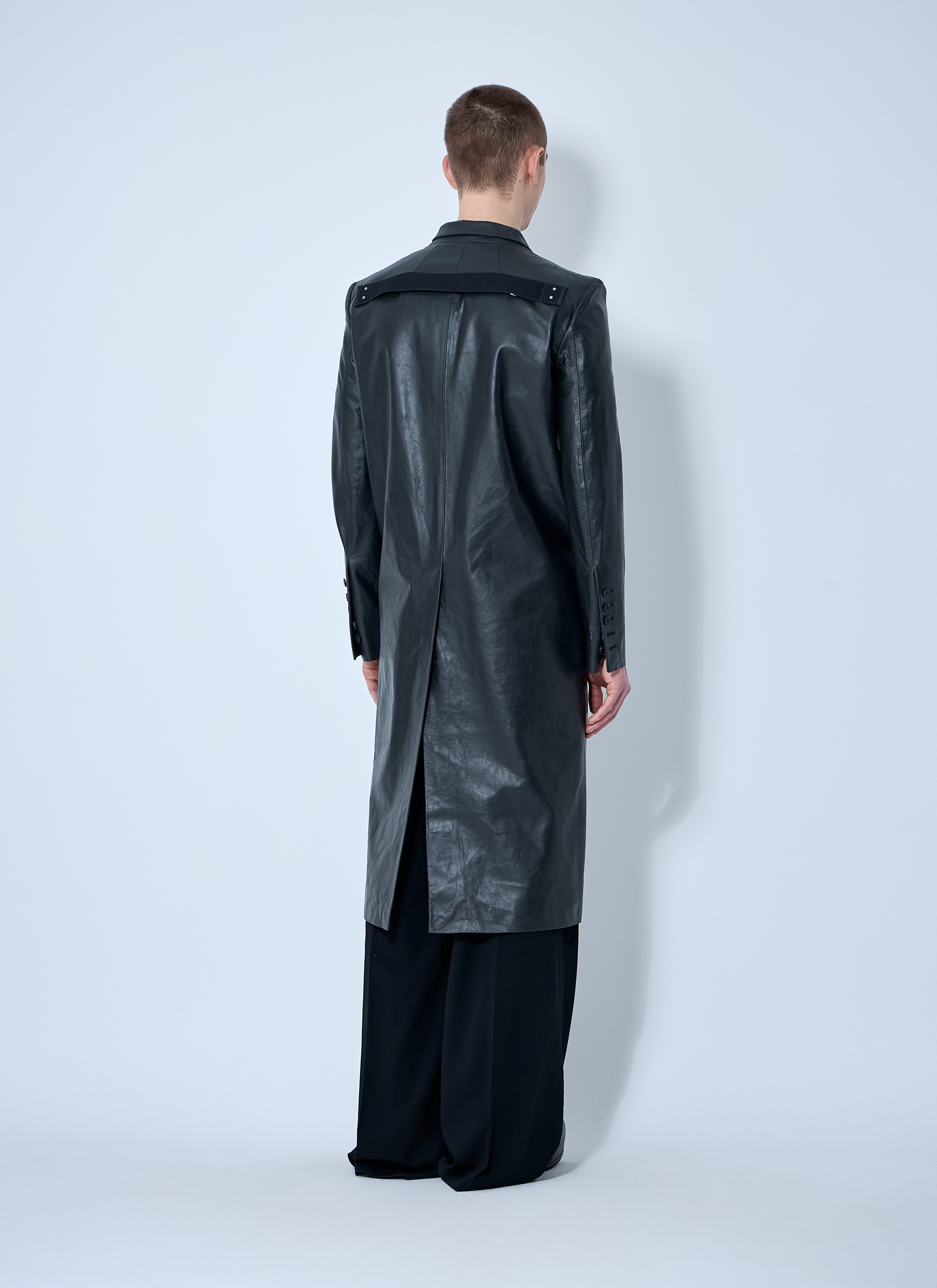 Rick Owens Men Leather Lido Coat - 4