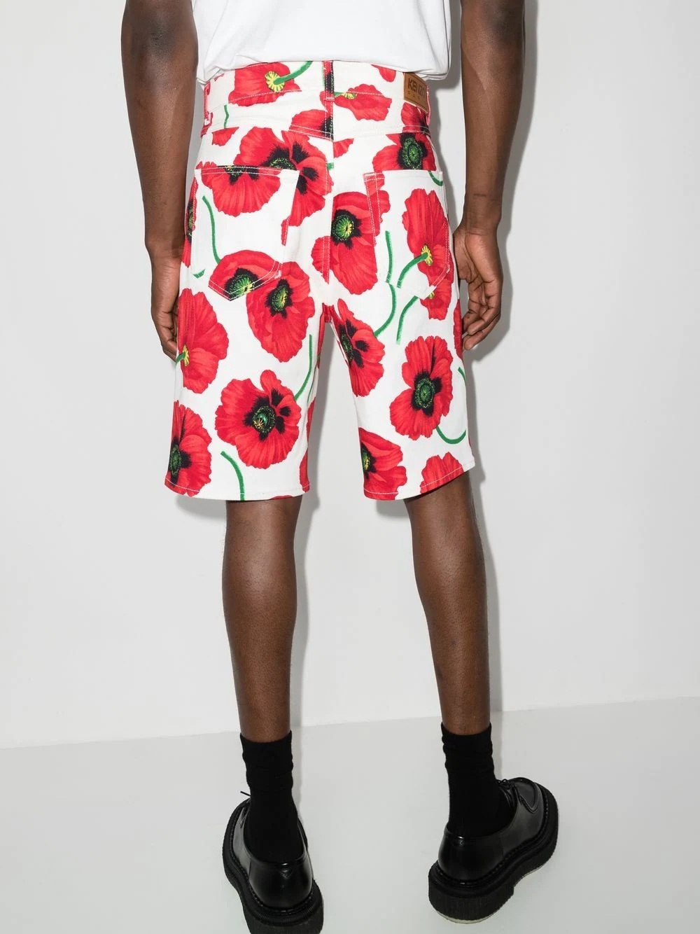 poppy-print Bermuda shorts - 3