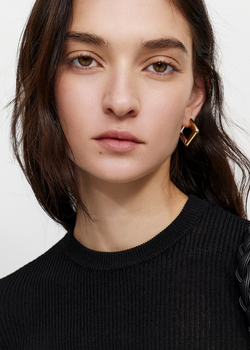 BEVZA Bevza Square Earrings - Golden/Silver outlook