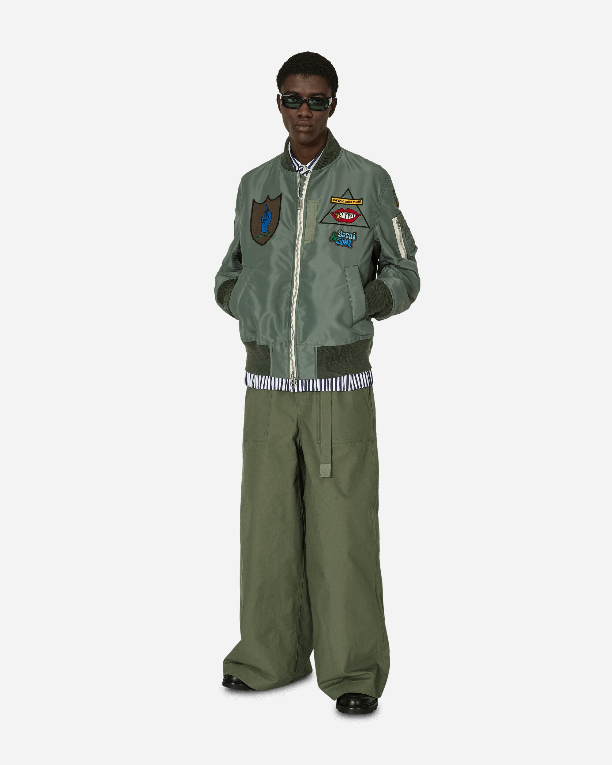 Gonz Nylon Twill Bomber Jacket Khaki - 4
