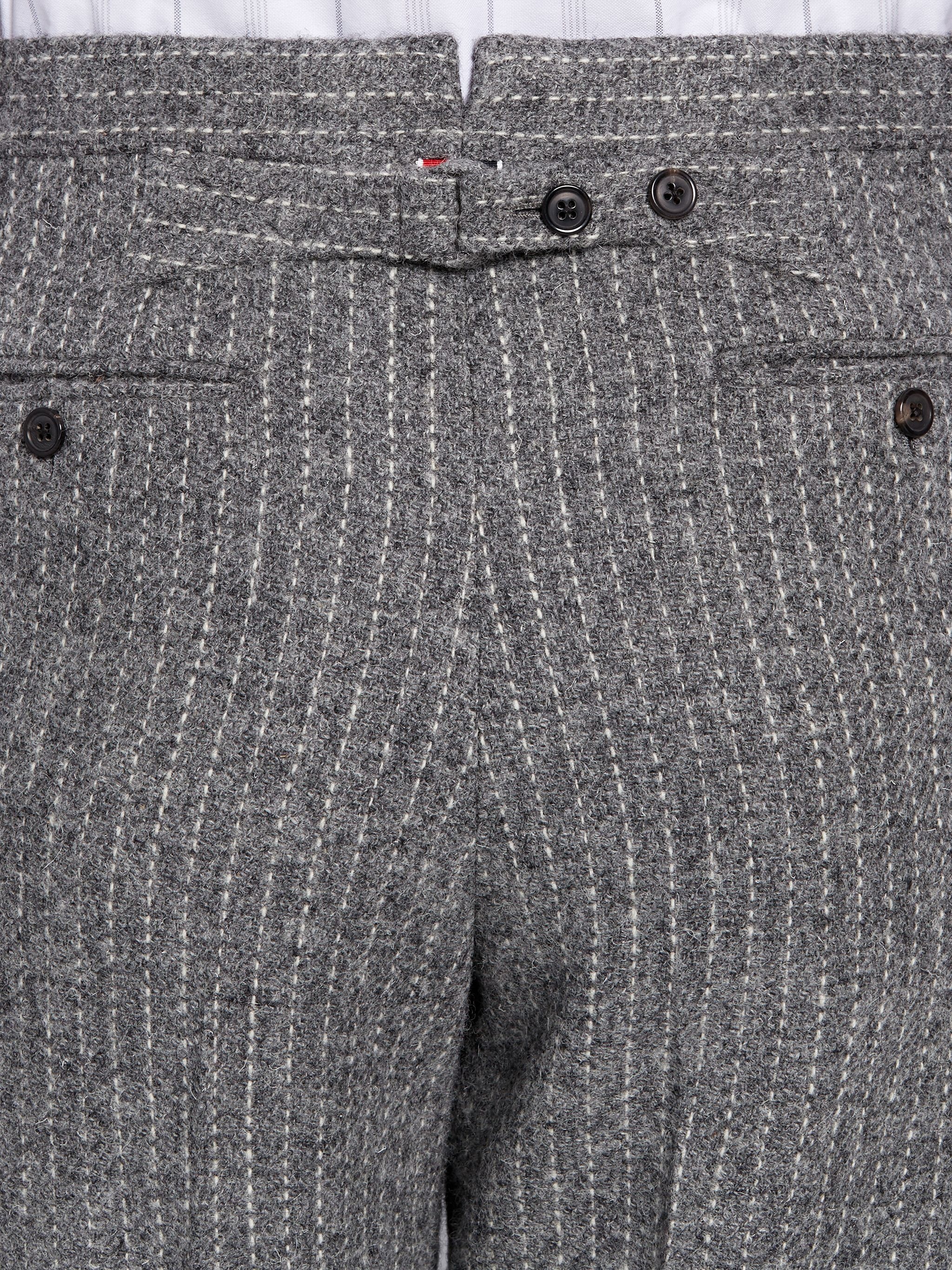 Medium Grey Harris Wool Tweed Chalk Stripe Classic Trouser - 6