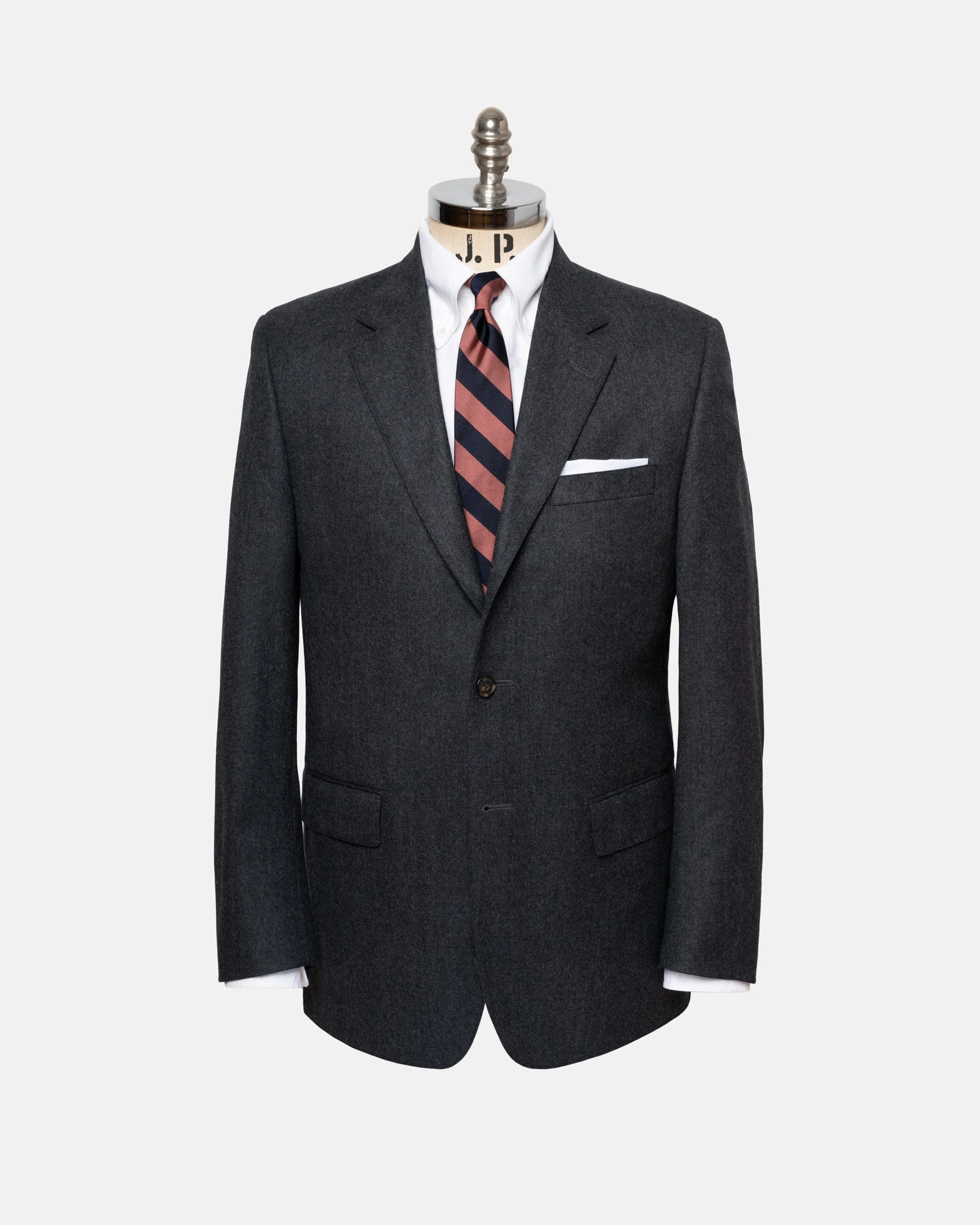 MADE-IN-CANADA SOLID CHARCOAL WOOL FLANNEL SUIT - 1
