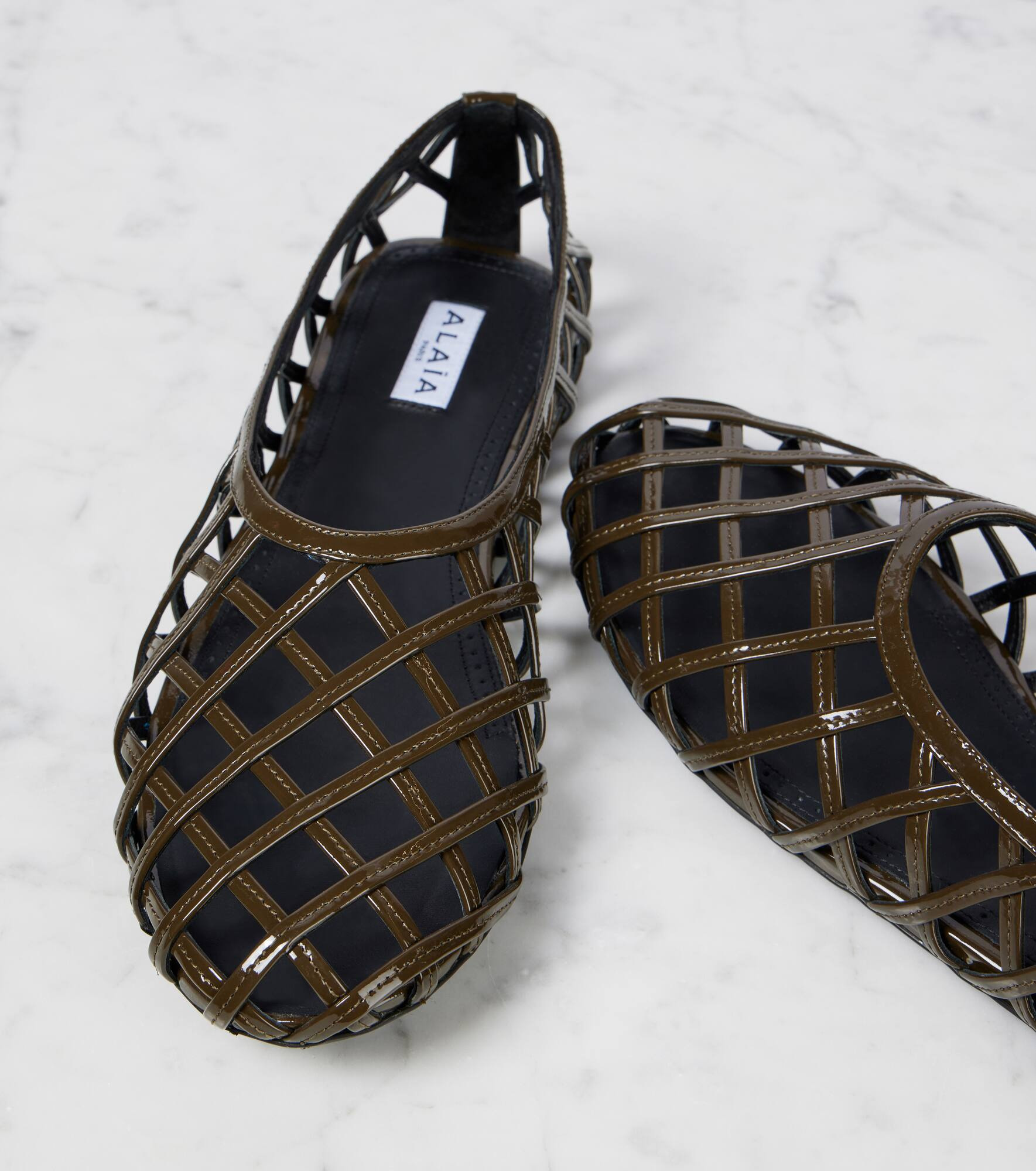 Cage leather ballet flats - 5